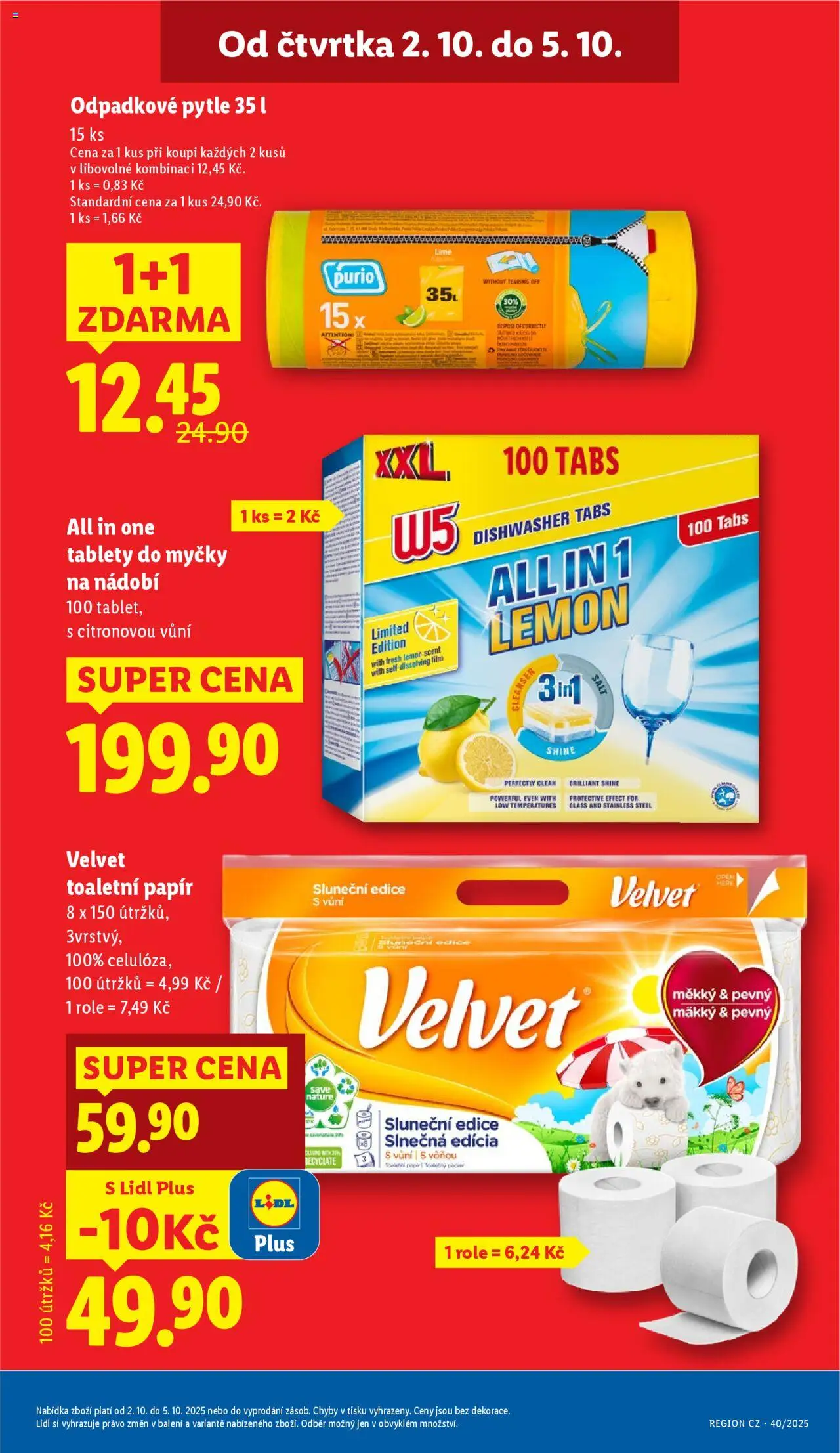 Lidl leták od 02.10.2025 | Strana: 3 | Produkty: Nádobí, Toaletní papír, Velvet, W5