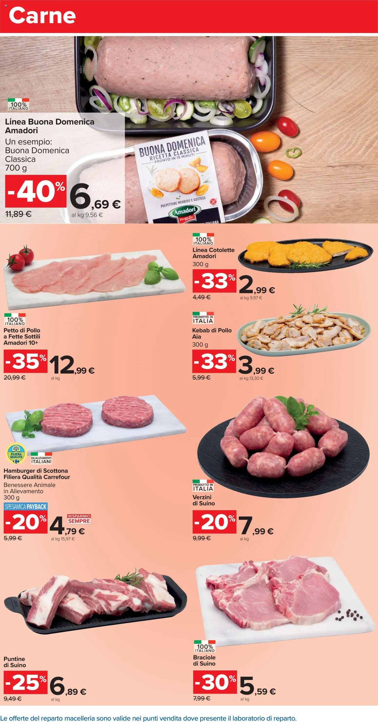 Volantino Carrefour del 04.11.2025 | Pagina: 4 | Prodotti: Petto di Pollo, Pollo, Suino, Hamburger