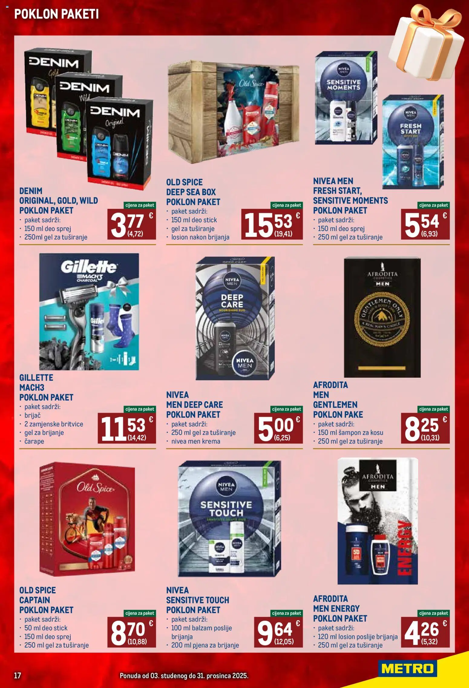 Metro katalog | vrijedi od 03.11.2025 | Stranica: 17 | Proizvodi: Gel za brijanje, Gel za tuširanje, Krema, Nivea