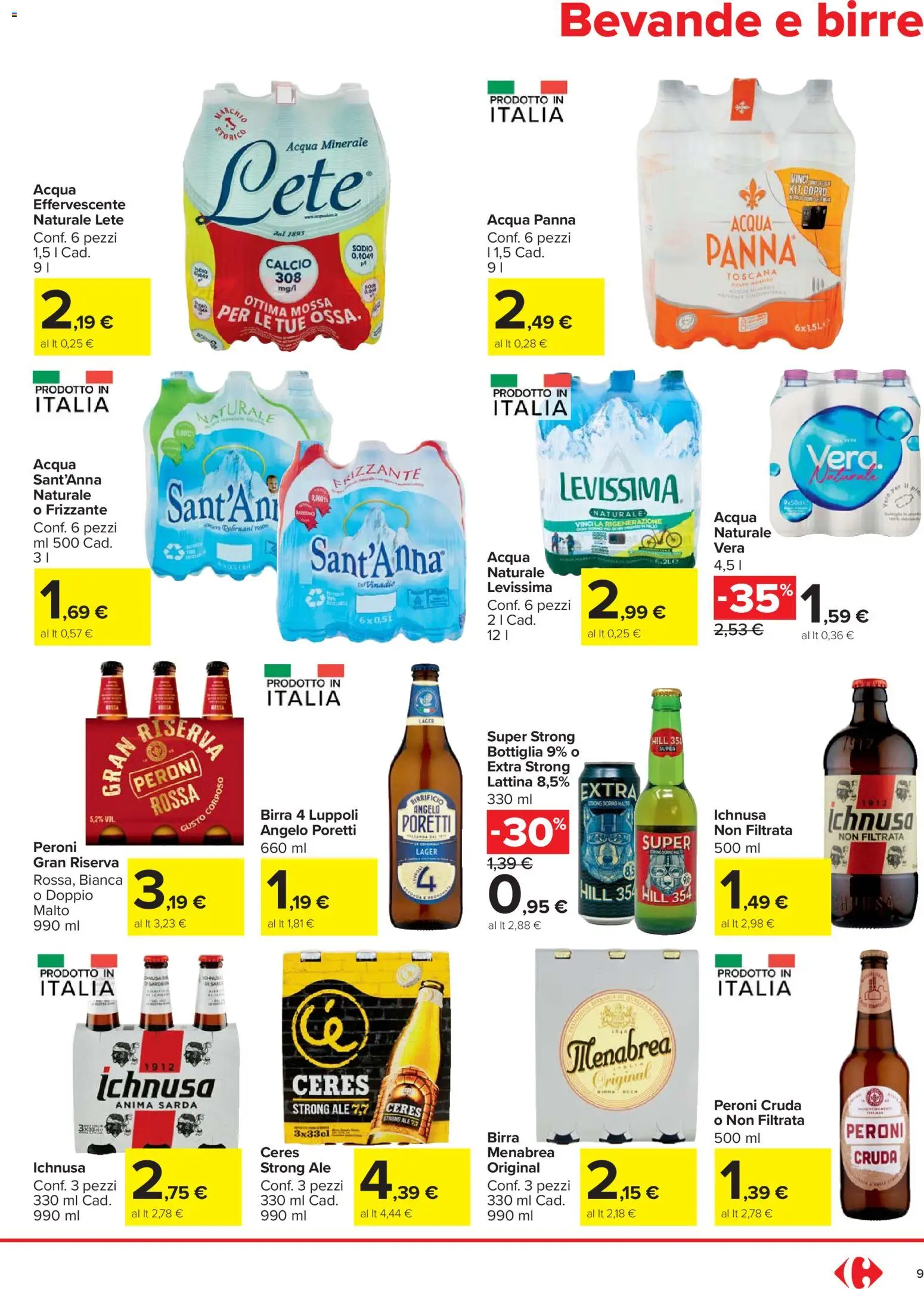 Volantino Carrefour del 27.12.2025 | Pagina: 9 | Prodotti: Acqua Panna, Acqua, Ceres, Bottiglia