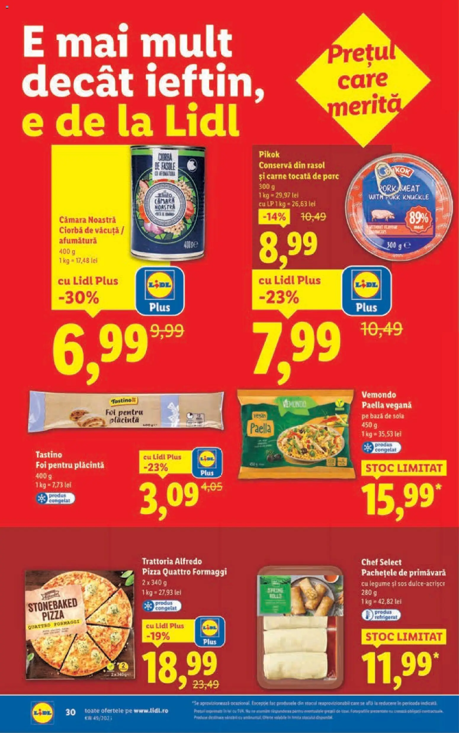 Noul catalog Lidl – valabil de la 01.12.2025 | Pagină: 30 | Produse: Plăcintă, Pizza, Rasol, Legume