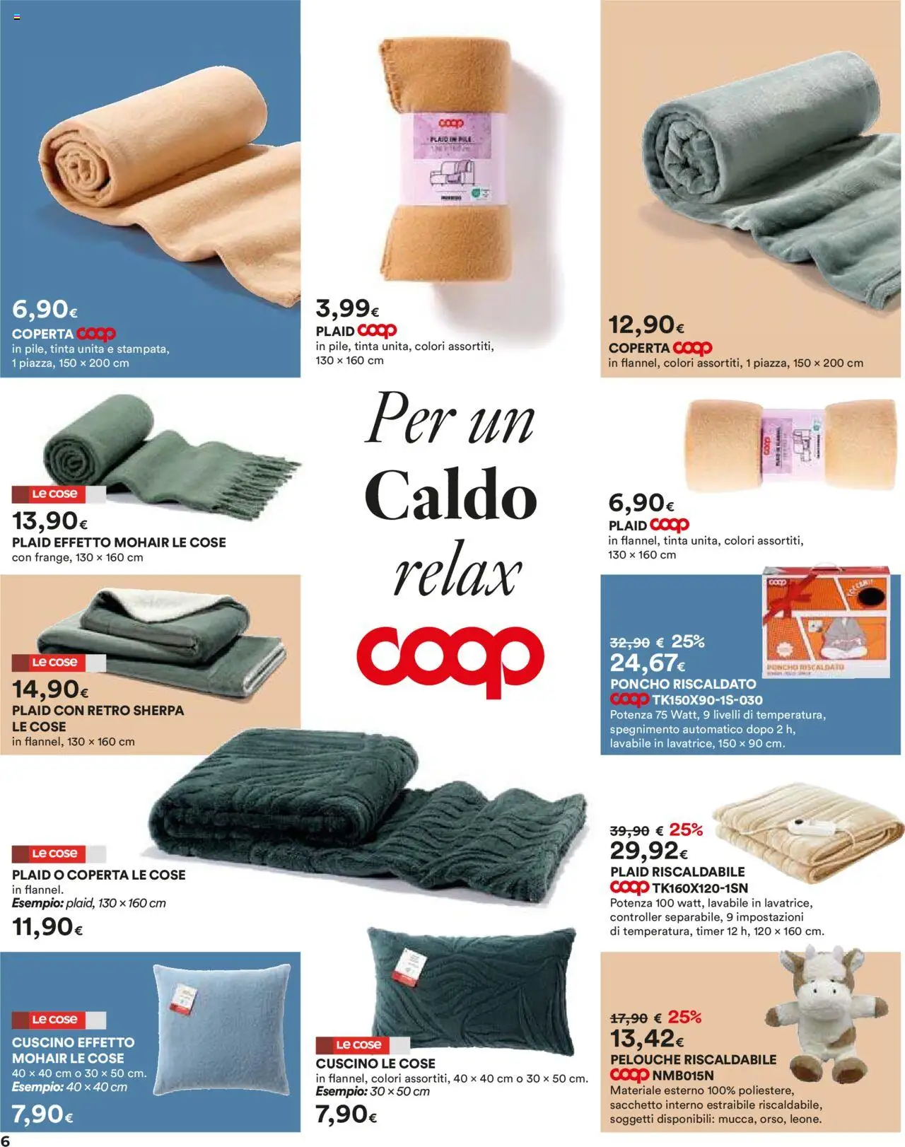 Volantino Ipercoop del 16.10.2025 | Pagina: 6 | Prodotti: Plaid, Cuscino, Coperta