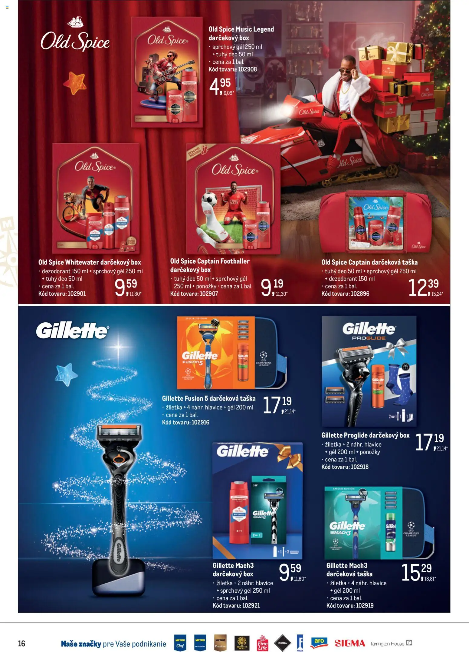 Nové Metro akcie – leták je platný od 19.11.2025 | Strana: 16 | Produkty: Old Spice, Sprchový gél, Dezodorant, Ponožky