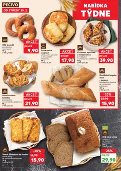 Náhled letáku Pizza snack se sýrem, běžné pečivo pšeničné ze zmrazeného polotovaru 110 g od 25.02.2026 | Strana: 12 | Produkty: Chléb, Žitný chléb, Pečivo, Bageta
