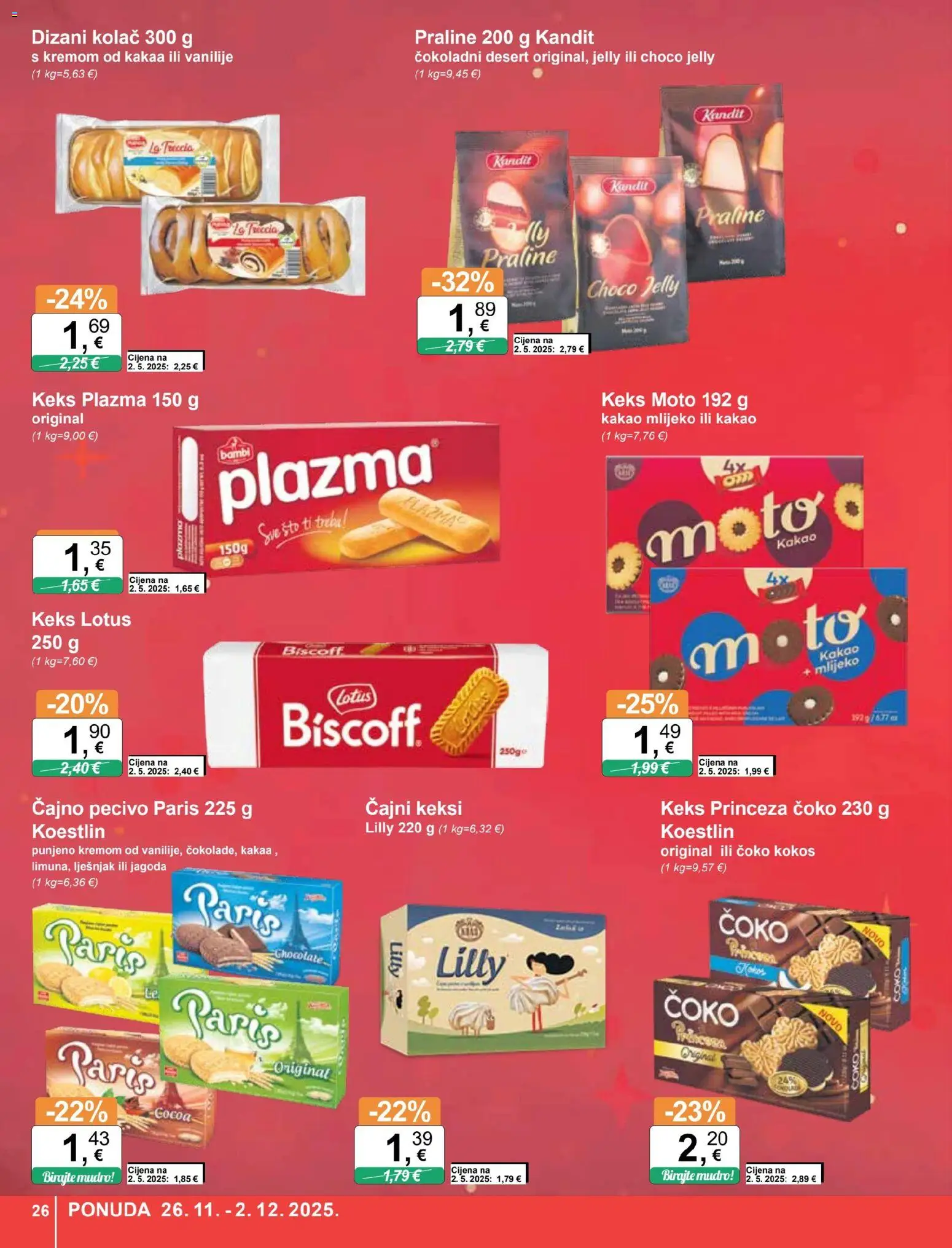 KTC katalog | vrijedi od 26.11.2025 | Stranica: 26 | Proizvodi: Praline, Mlijeko, Lješnjak, Kakao