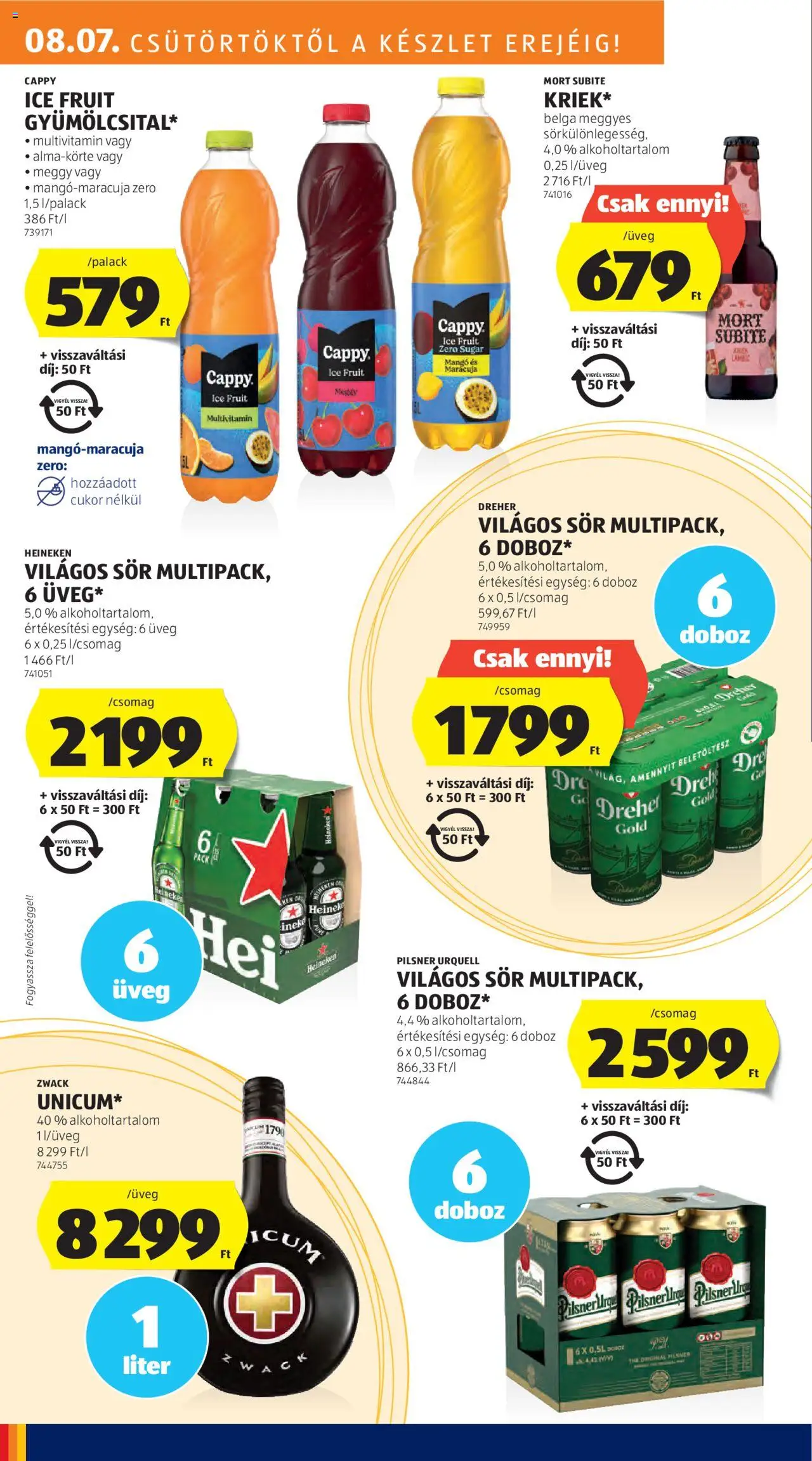 Aldi akciós ujság - amely érvényes a következő dátumtól: 07.08.2025 | Oldal: 16 | Termékek: Meggy, Sör, Multivitamin, Mangó
