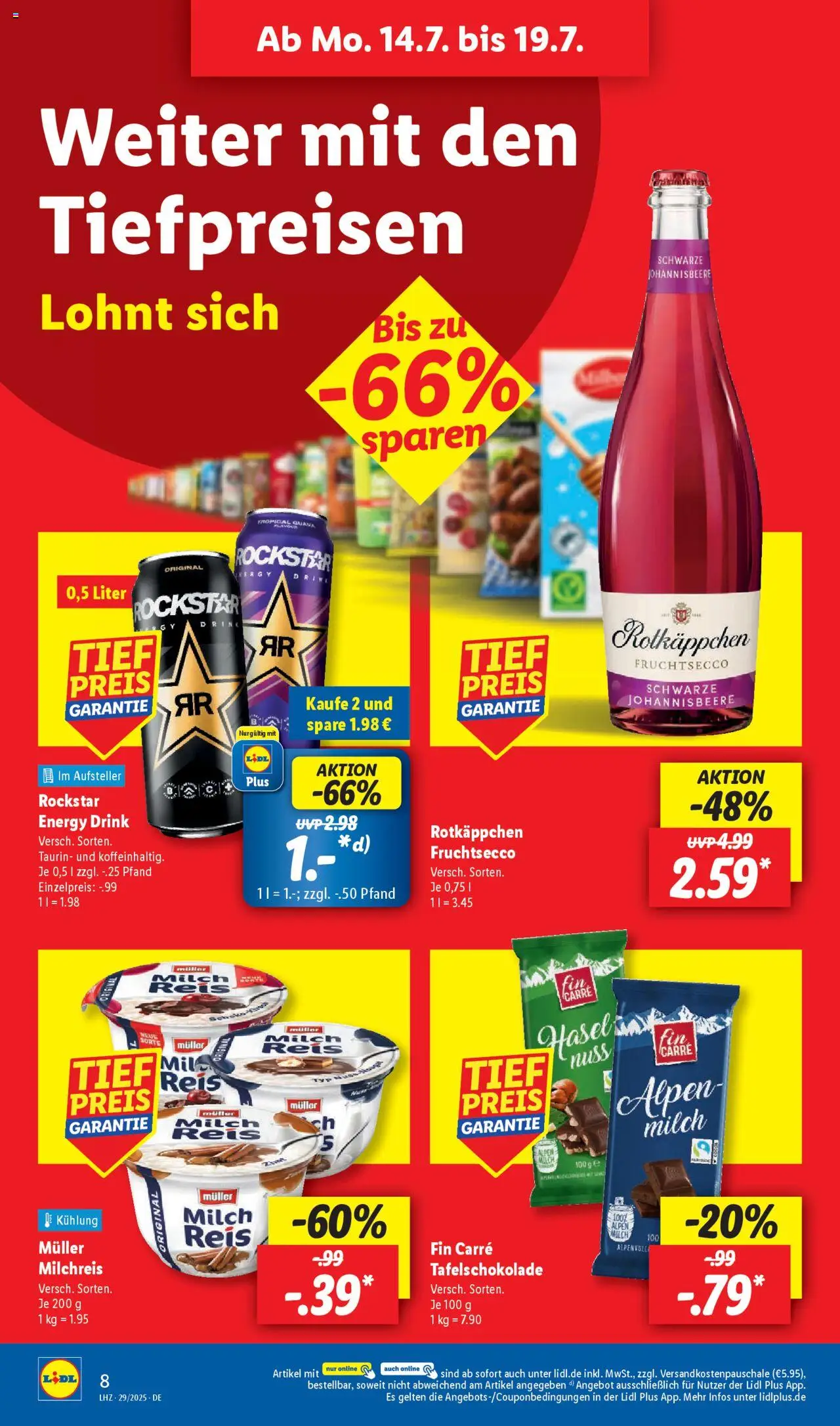 Lidl Prospekt Heppenheim - gültig ab dem 14.07.2025 | Seite: 10 | Produkte: Energy, Rockstar, Rotkäppchen, Reis
