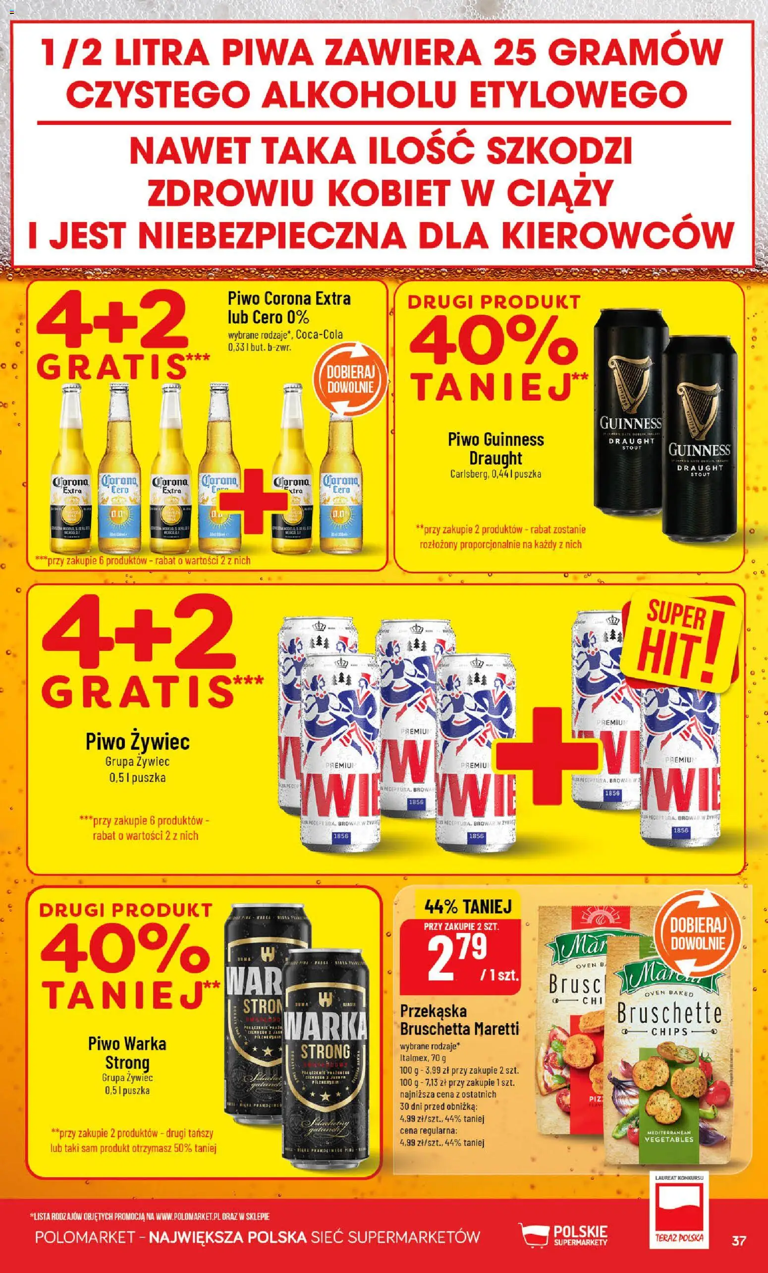 POLOmarket Gazetka od 25.02.2026 | Strona: 37 | Produkty: Piwo Guinness, Bruschetta, Guinness, Warka