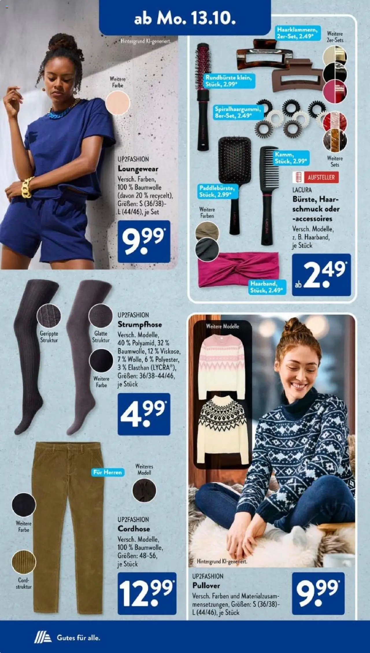 Aldi Süd Prospekt 	 – gültig ab 13.10.2025 | Seite: 4 | Produkte: Up2fashion, Pullover, Strumpfhose