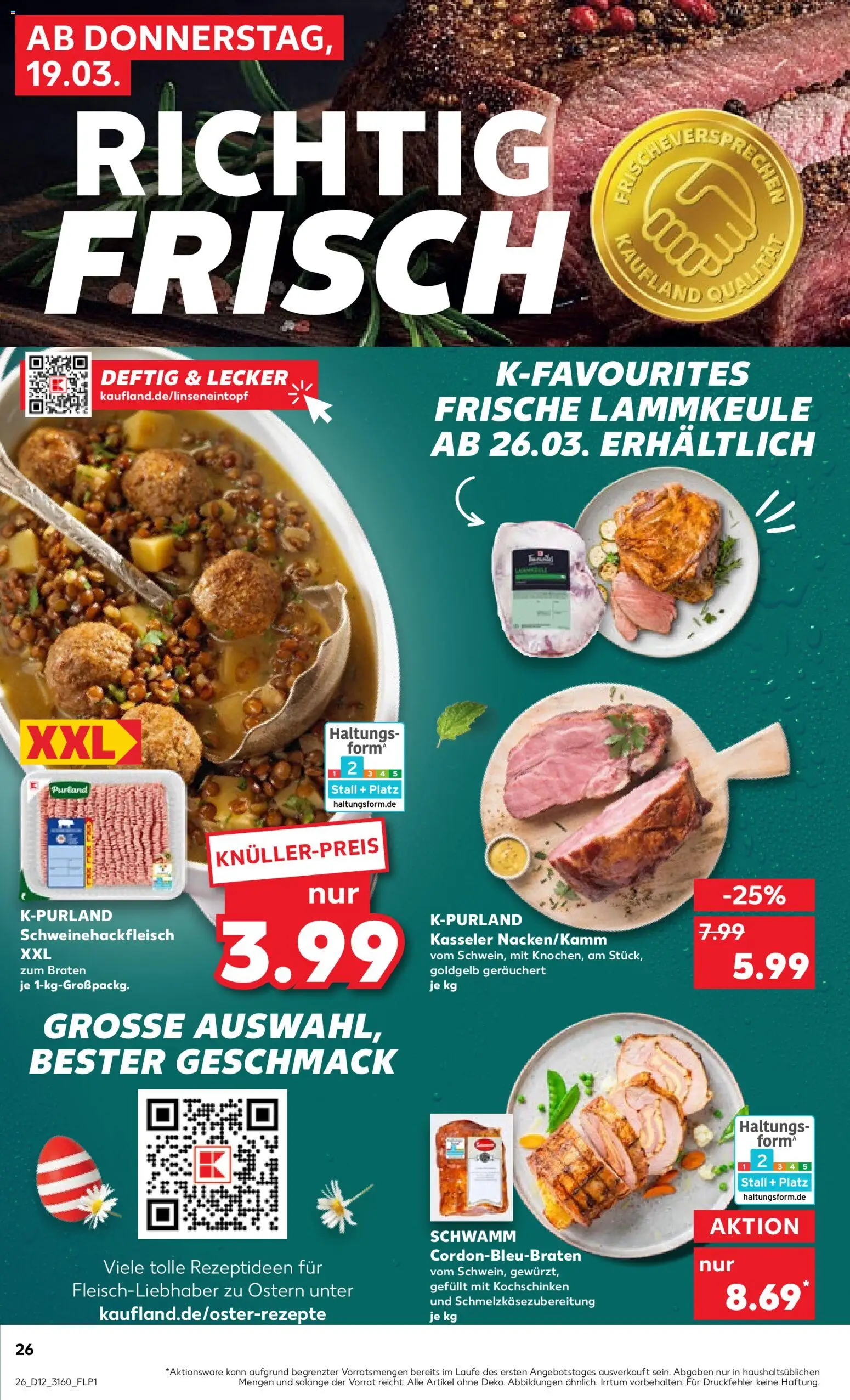 Kaufland Prospekt Potsdam	 – gültig ab 19.03.2026 | Seite: 26 | Produkte: Lammkeule