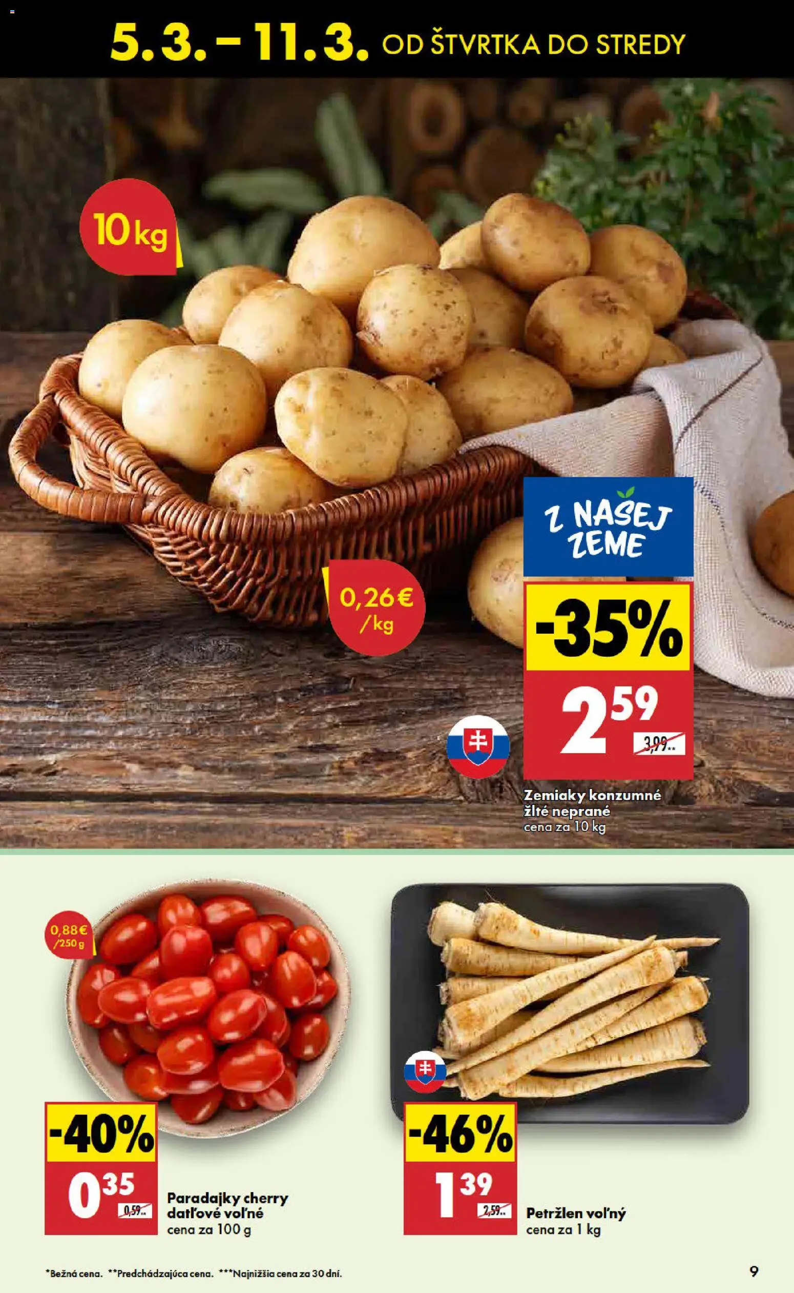 Nové Biedronka akcie – leták je platný od 05.03.2026 | Strana: 9 | Produkty: Paradajky, Zemiaky, Petržlen