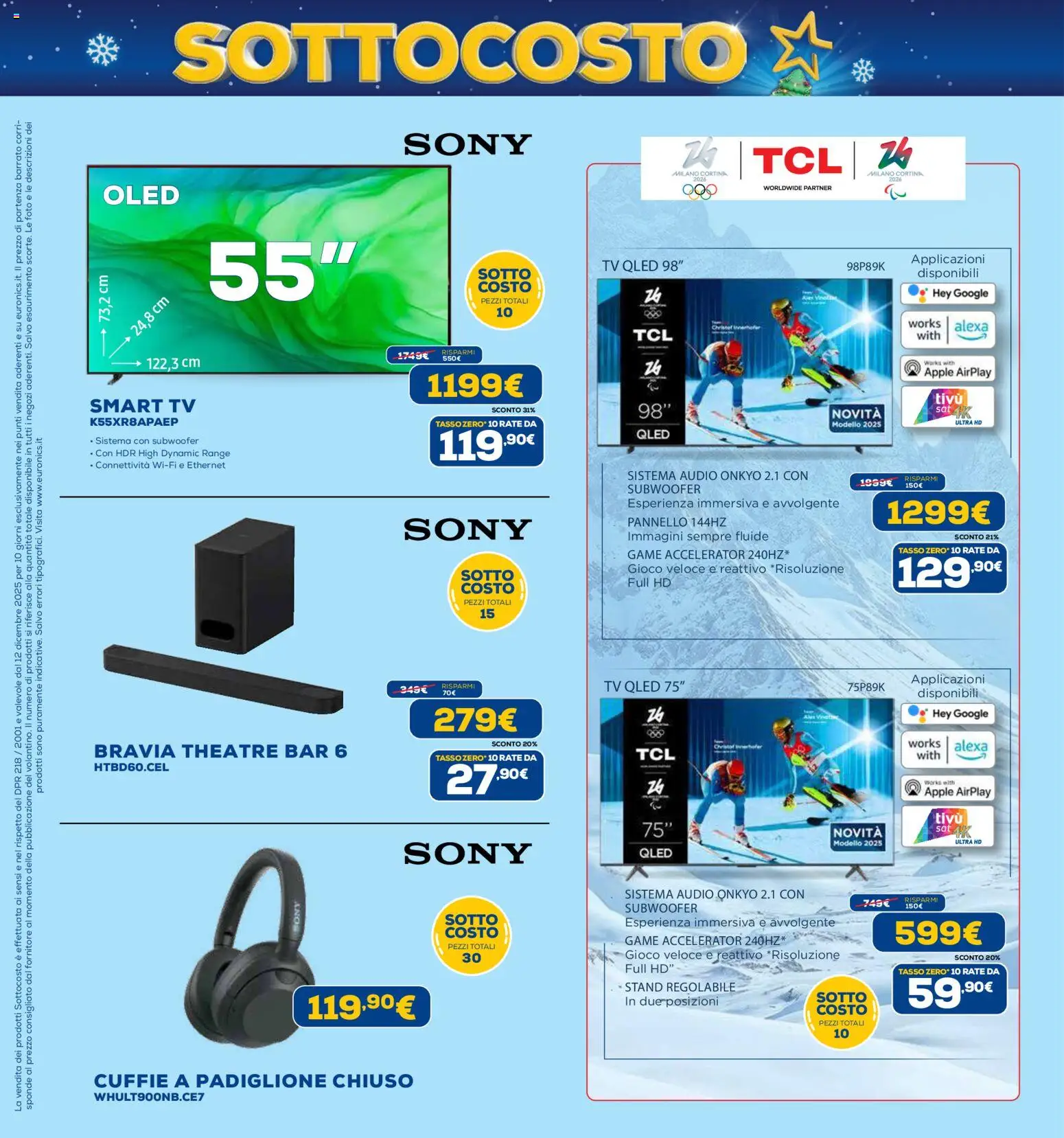 Volantino Euronics del 12.12.2025 | Pagina: 21 | Prodotti: smart TV, TV, Audio, Cuffie