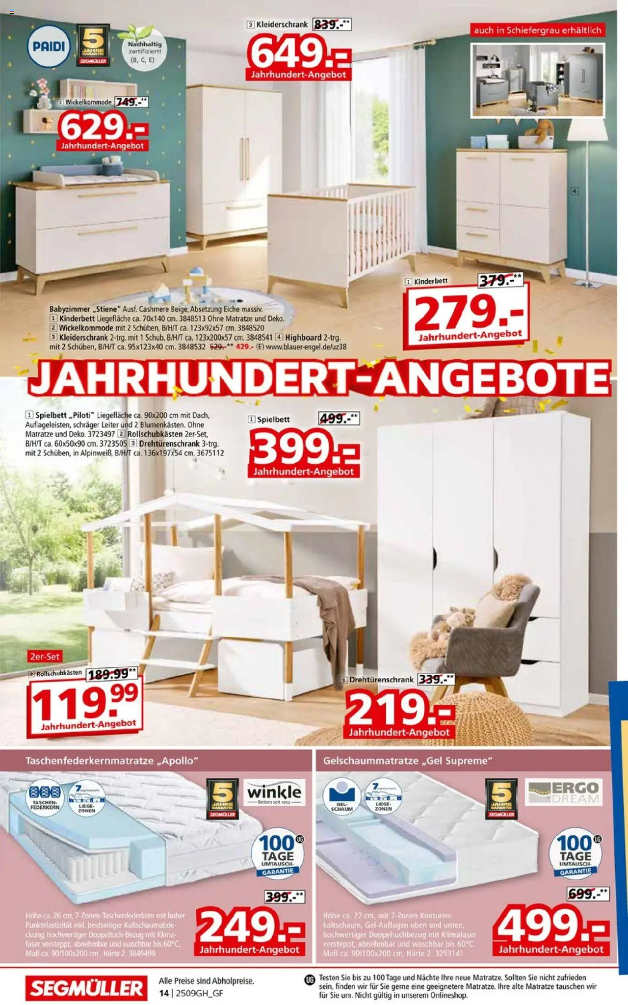 Segmüller Prospekt 	 – gültig ab 13.09.2025 | Seite: 32 | Produkte: Matratze, Kleiderschrank, Drehtürenschrank, Liege