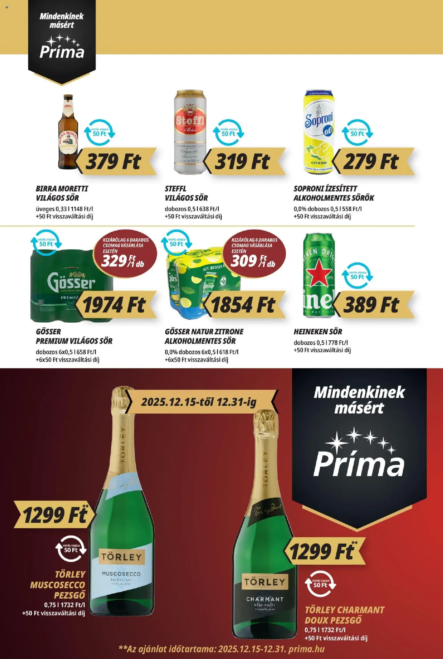 CBA Príma akciós ujság - amely érvényes a következő dátumtól: 13.12.2025 | Oldal: 10 | Termékek: Gösser, Sör, Alkoholmentes sör, Citrom