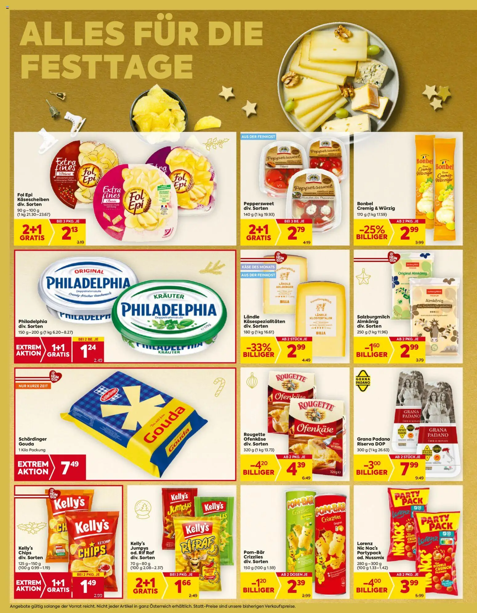 Billa AT akciós ujság - amely érvényes a következő dátumtól: 11.12.2025 | Oldal: 10 | Termékek: Chips, Gouda, Grana padano, Ketchup