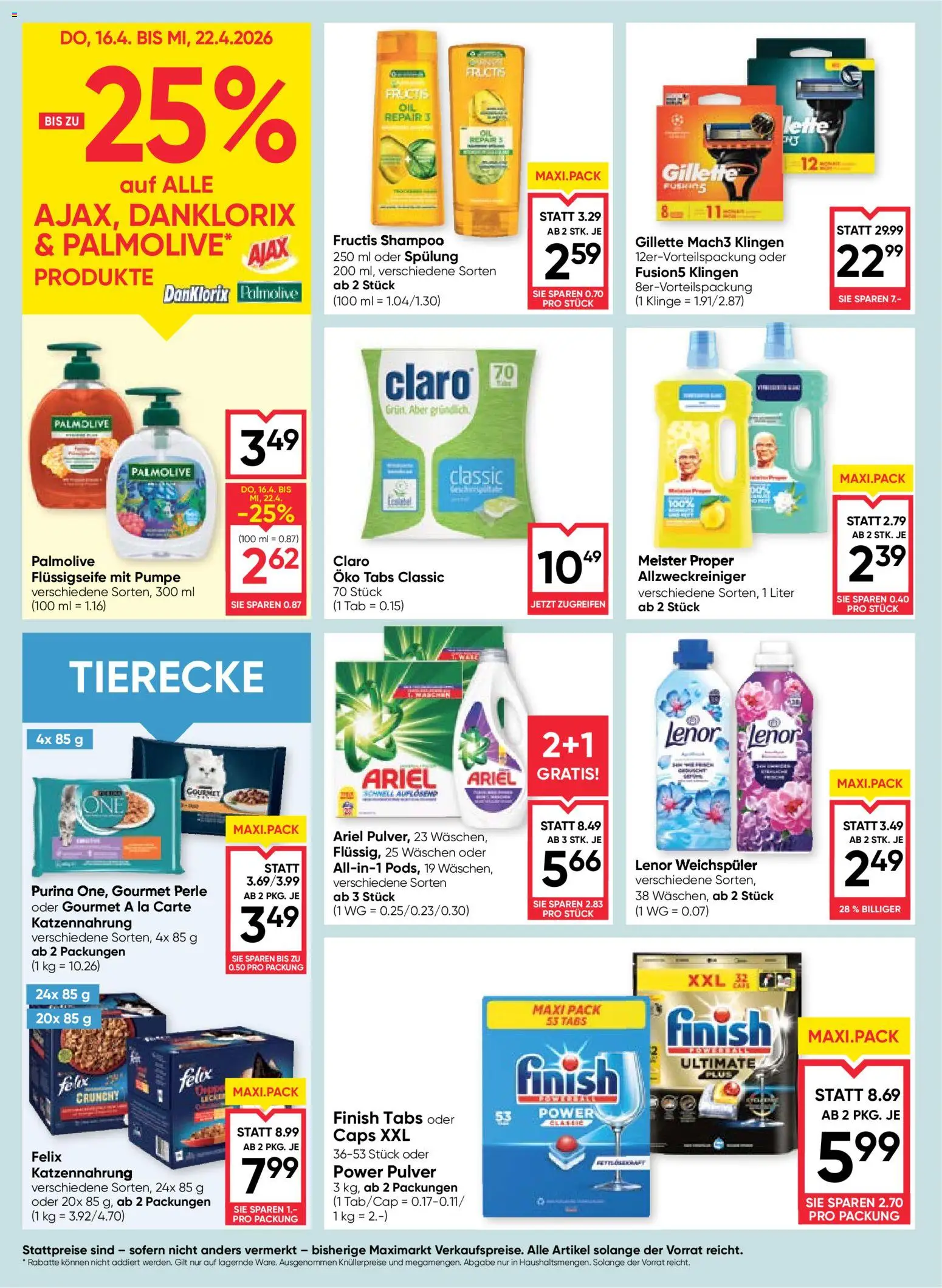 Maximarkt Flugblatt gültig ab 16.04.2026 | Seite: 16 | Produkte: Shampoo, Spülung, Weichspüler