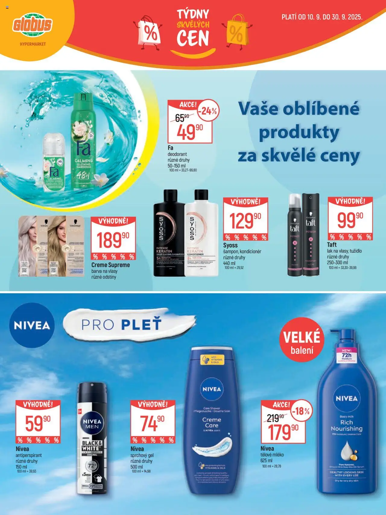 Globus leták - Brno od 10.09.2025 | Strana: 22 | Produkty: Tělové mléko, Sprchový gel, Kondicionér, Tužidlo