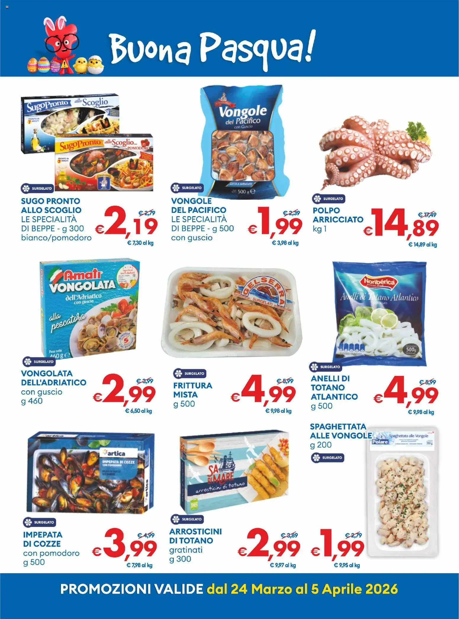 Volantino MD Discount del 24.03.2026 | Pagina: 6 | Prodotti: Cozze, Vongole, Pomodoro, Totano