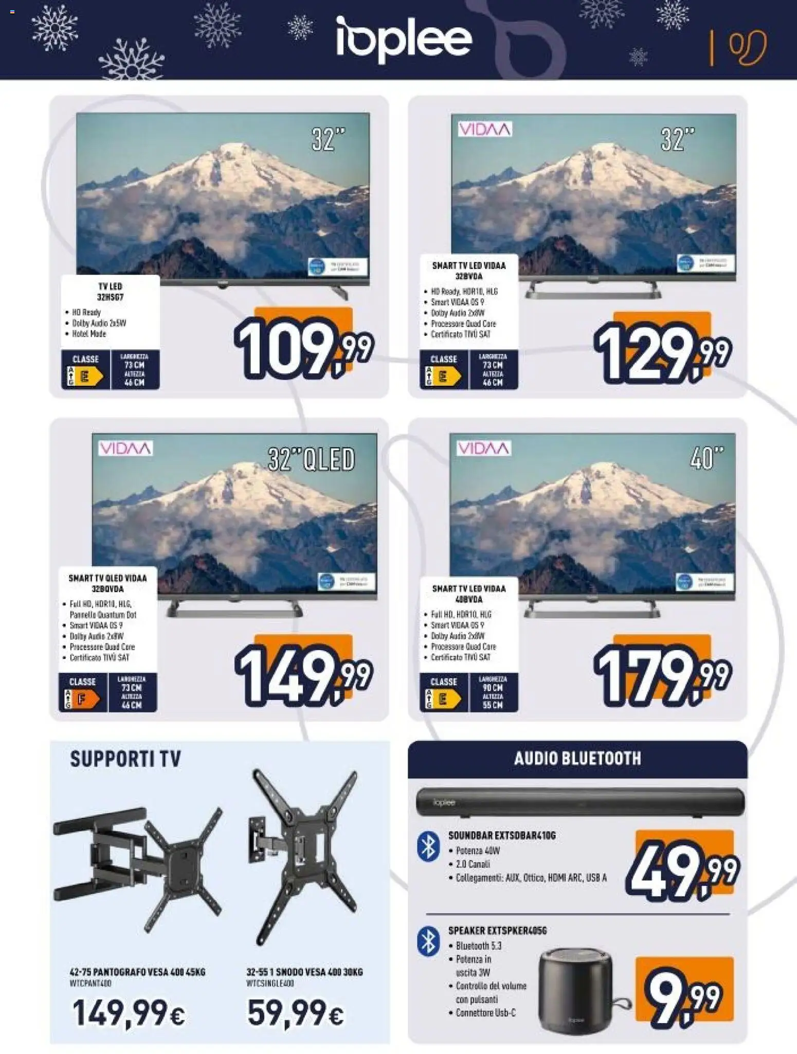 Volantino Unieuro del 06.12.2025 | Pagina: 3 | Prodotti: TV, Audio, Speaker, USB