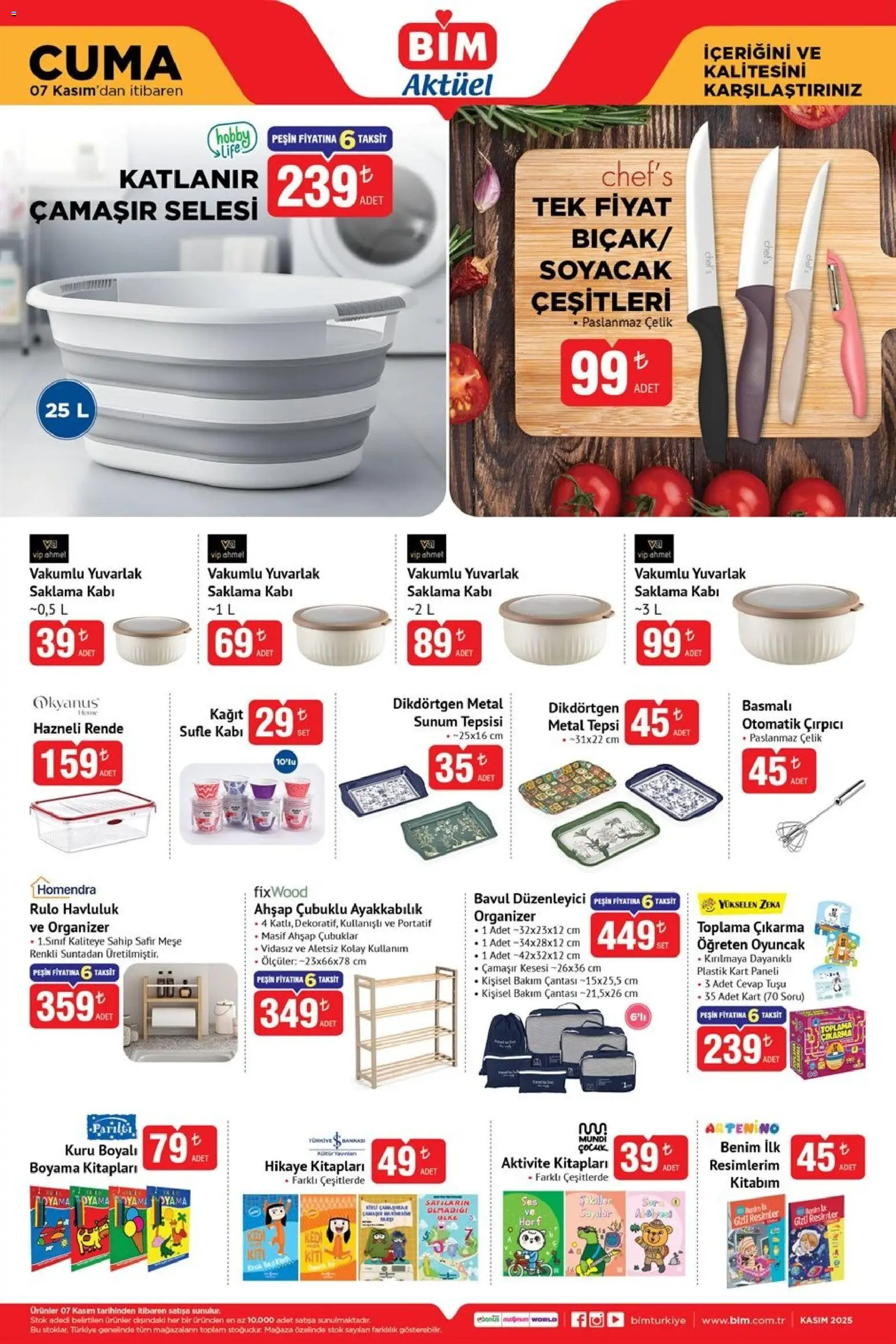 BİM Katalog Cuma - 07.11.2025 tarihinden itibaren geçerlidir | Sayfa: 6 | Ürünler: Çırpıcı, Rende, Bavul, Tepsi