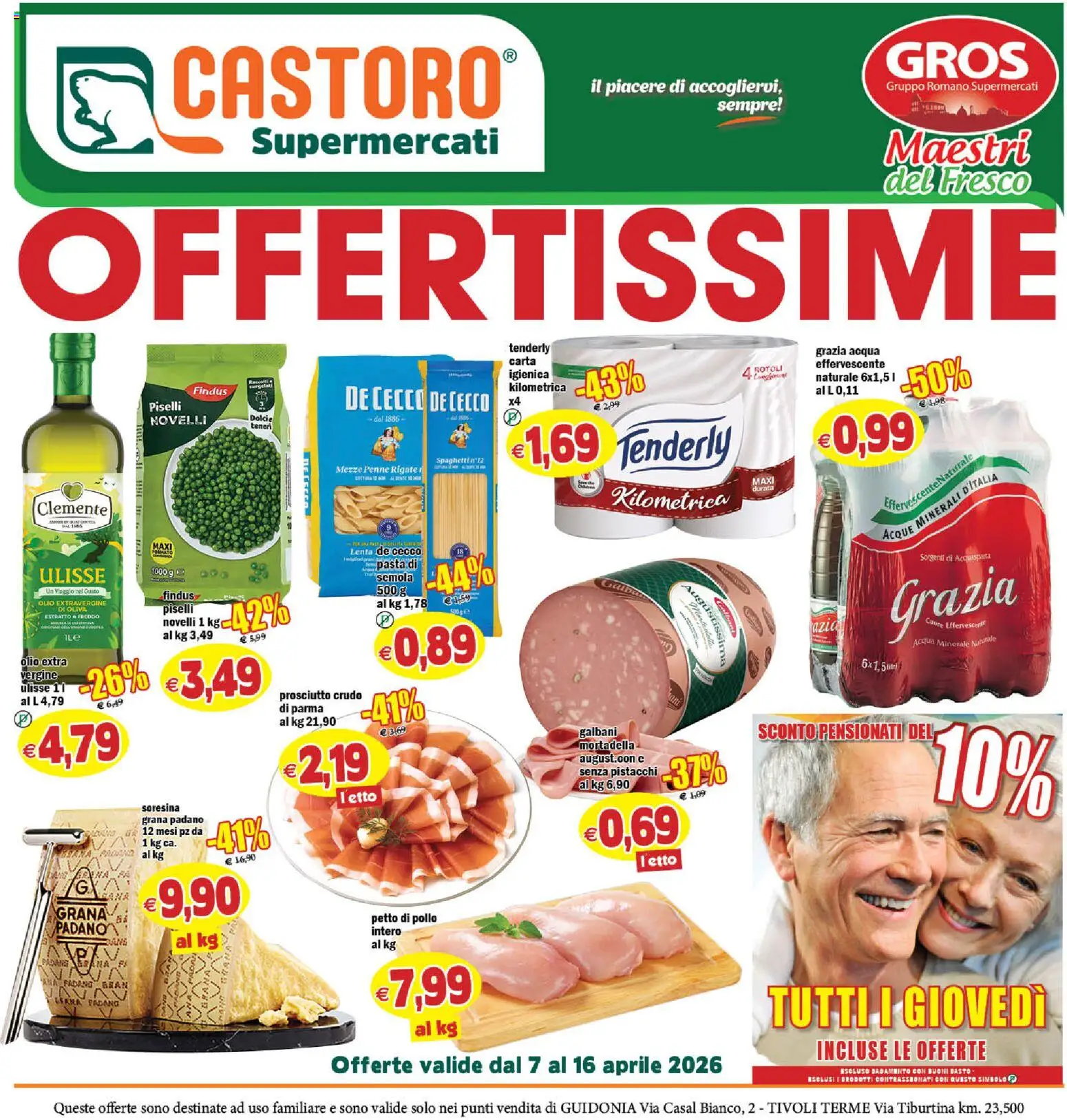 Volantino Il Castoro del 07.04.2026 | Pagina: 1 | Prodotti: Prosciutto Crudo, Olio, Pasta, Letto