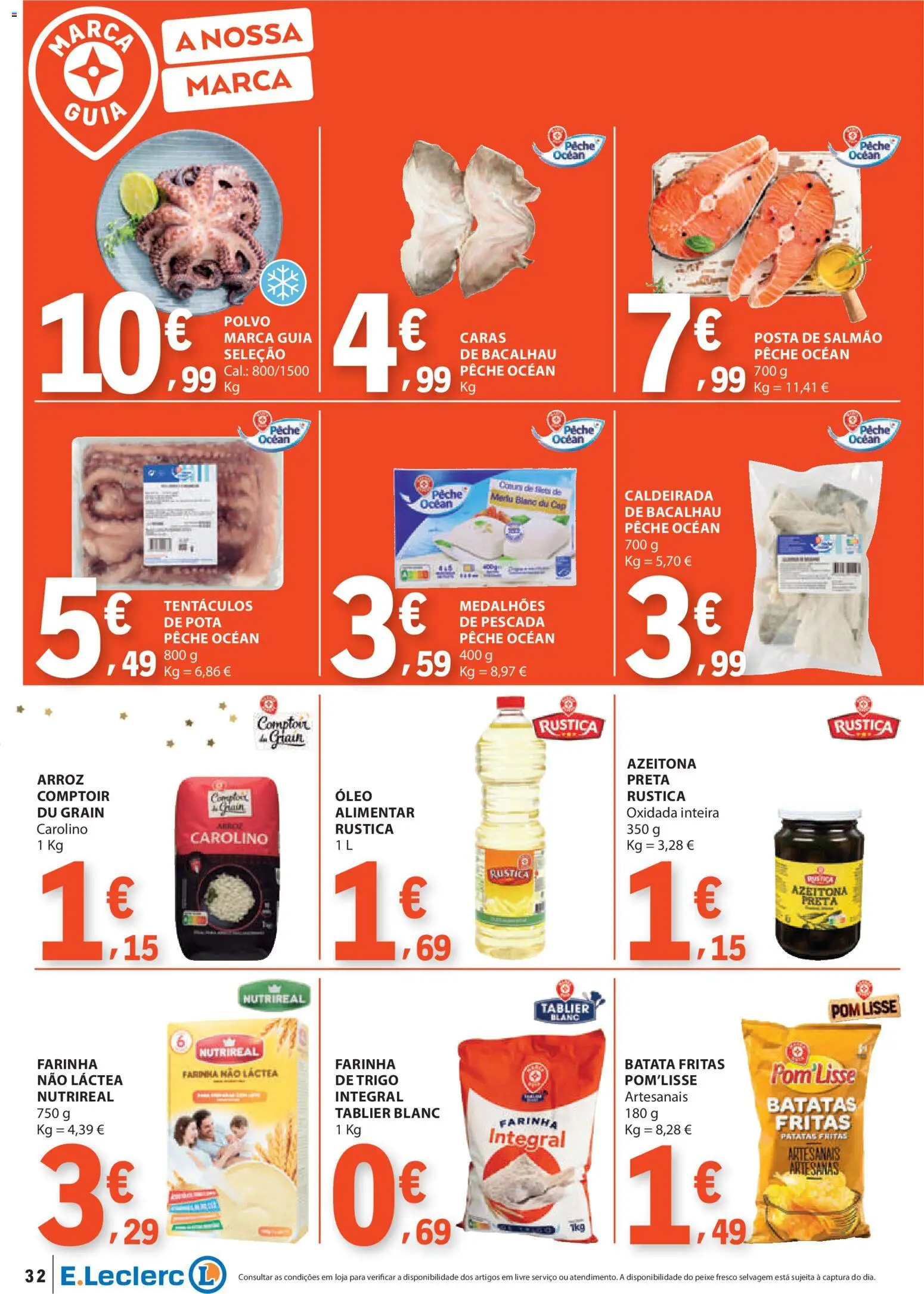 E.Leclerc folheto │ válido de 04.12.2025 | Página: 32 | Produtos: Bacalhau, Pescada, Óleo, Arroz