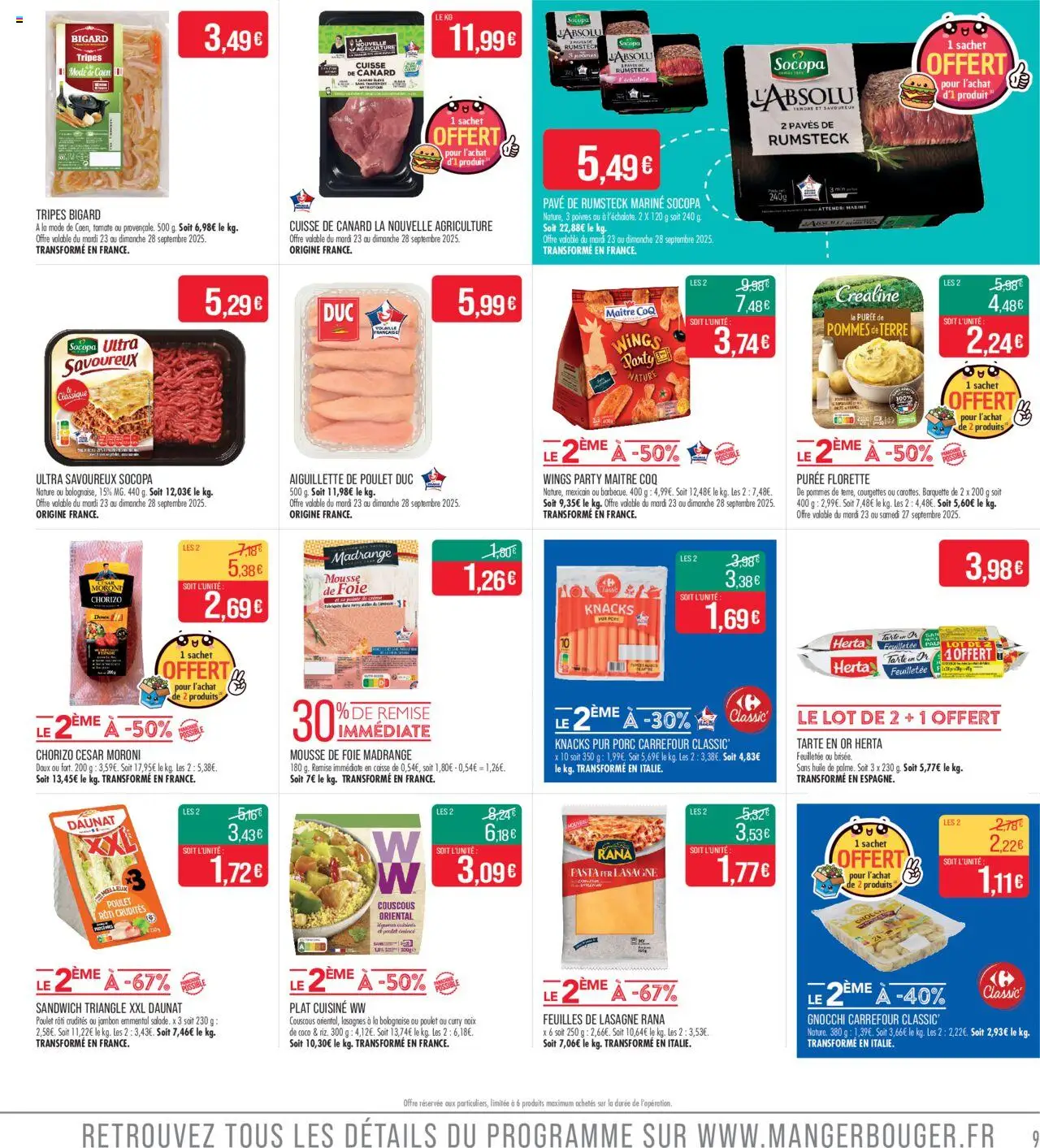  | Page: 9 | Produits: Chorizo, Sandwich, Huile, Porc