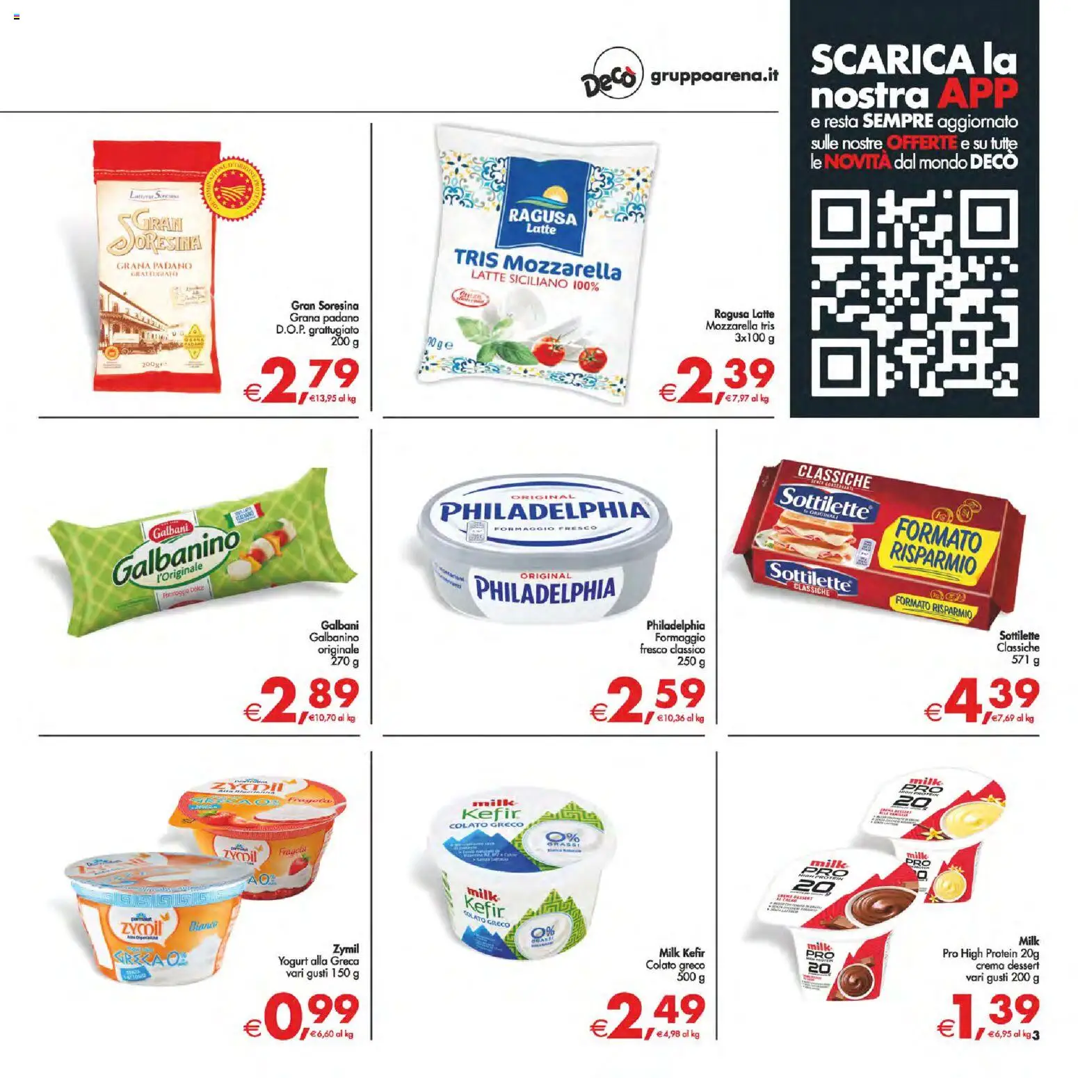 Volantino Decò del 06.03.2026 | Pagina: 3 | Prodotti: Yogurt, Mozzarella, Formaggio, Grana Padano