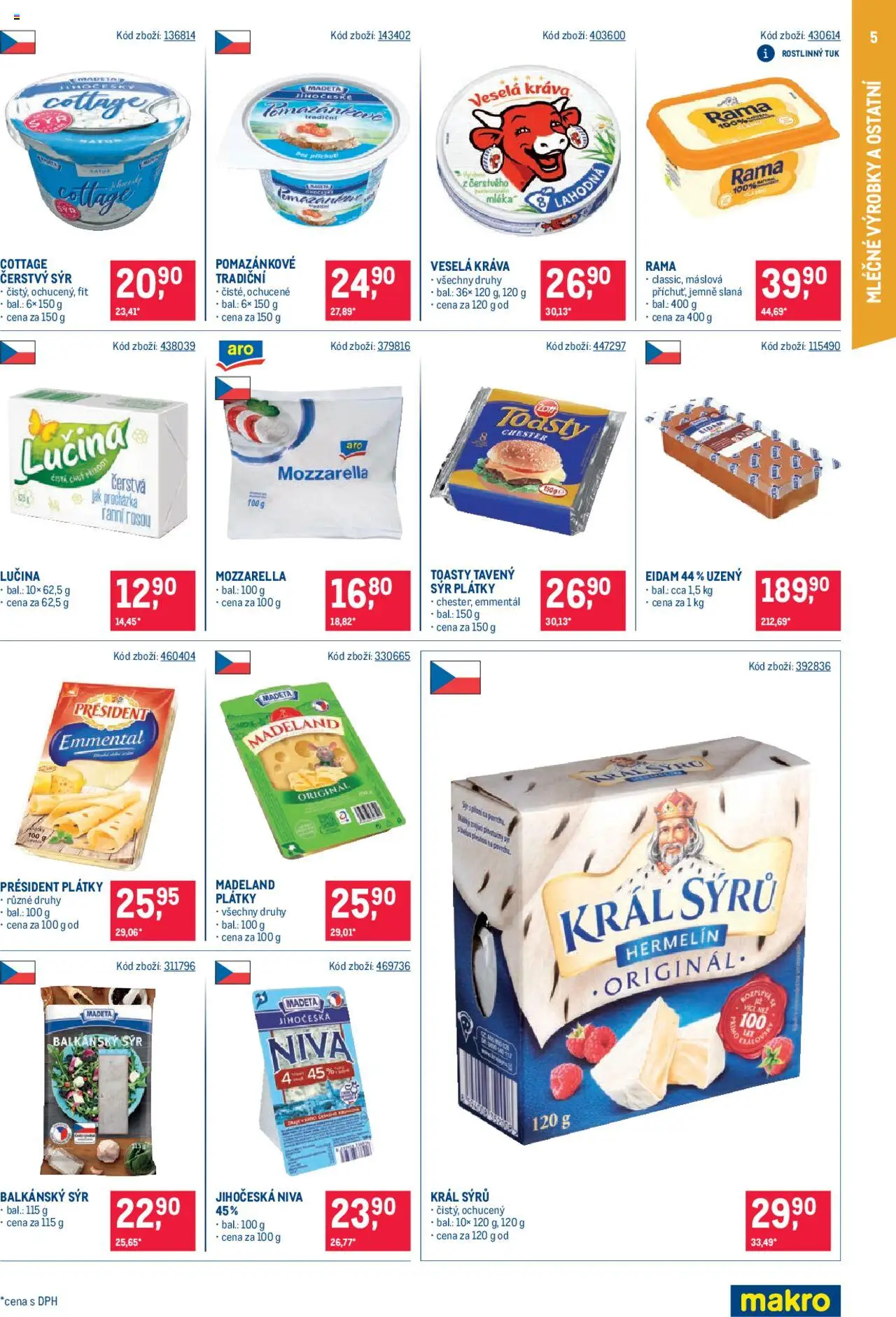 Makro leták - Maloobchod od 13.08.2025 | Strana: 5 | Produkty: Lučina, Rama, Eidam, Mozzarella