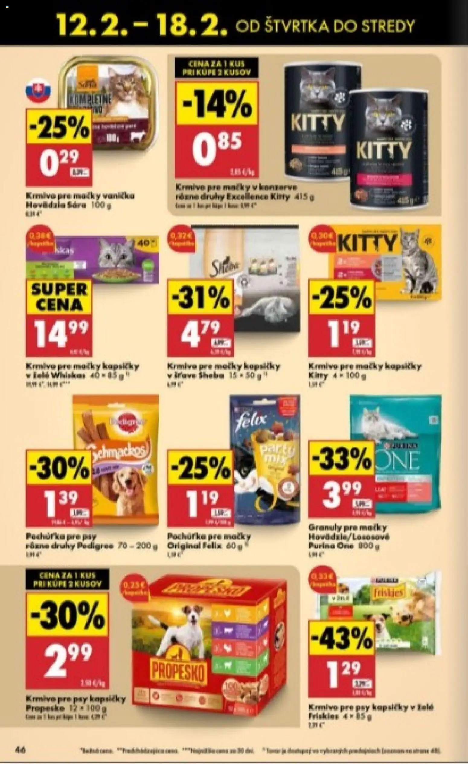 Nové Biedronka akcie – leták je platný od 12.02.2026 | Strana: 46 | Produkty: Felix, Friskies, Whiskas