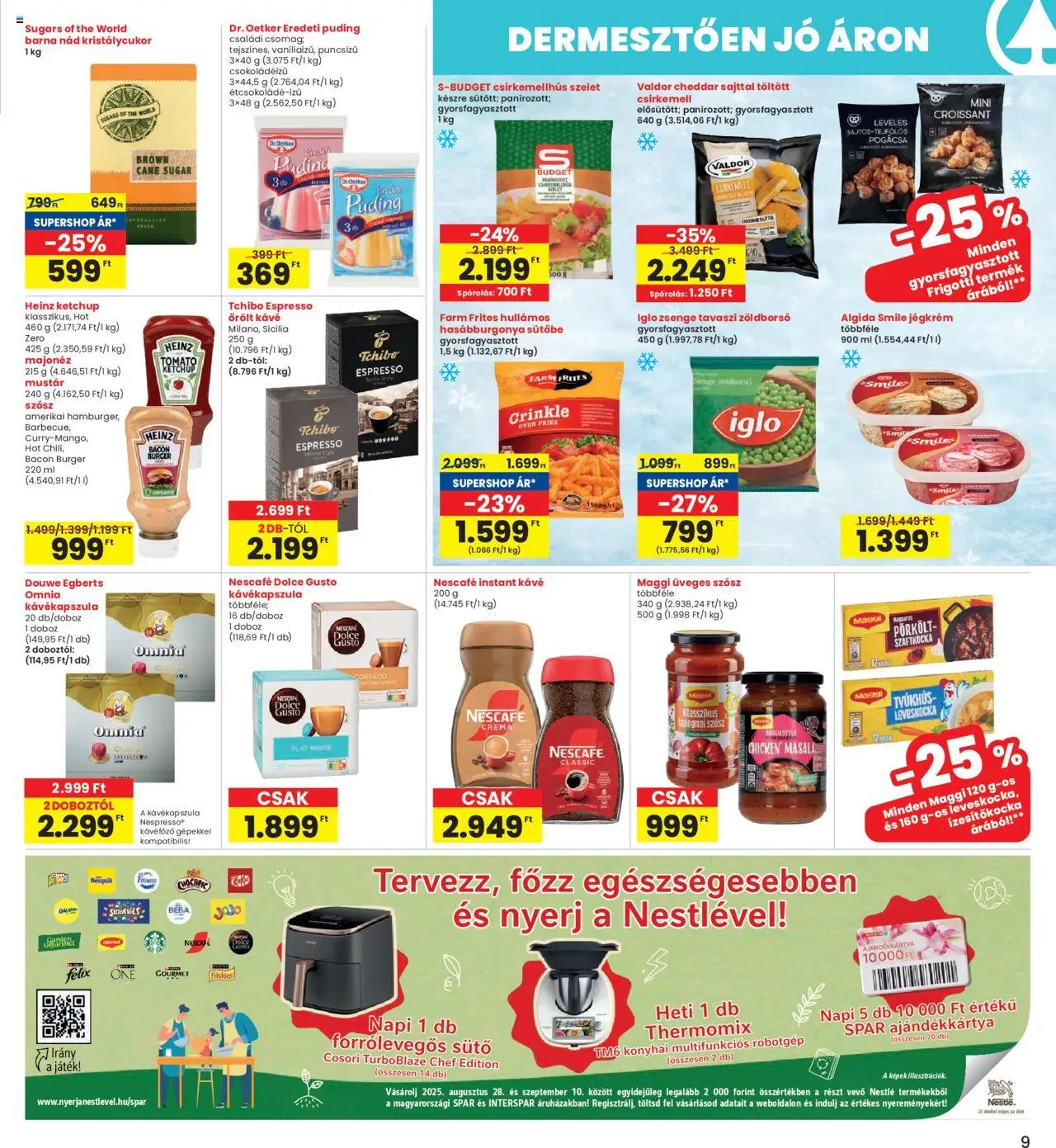 Interspar akciós ujság - amely érvényes a következő dátumtól: 28.08.2025 | Oldal: 9 | Termékek: Leveskocka, Maggi, Jégkrém, Instant kávé