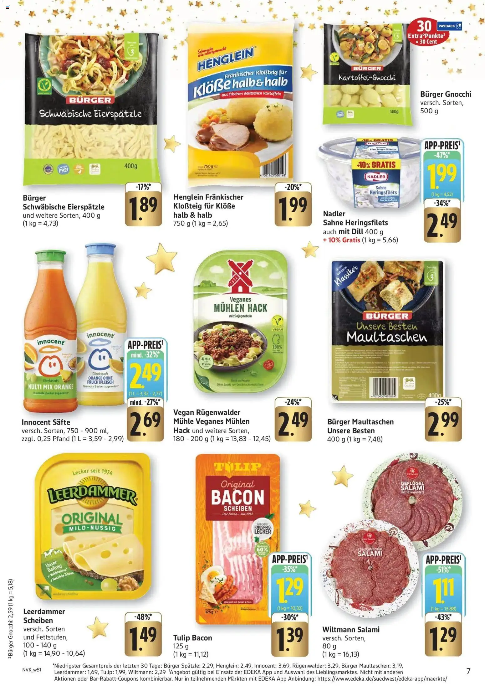 Edeka prospekt Mannheim	 – gültig ab 14.12.2025 | Seite: 7 | Produkte: Burger, Leerdammer, Pasta, Maultaschen