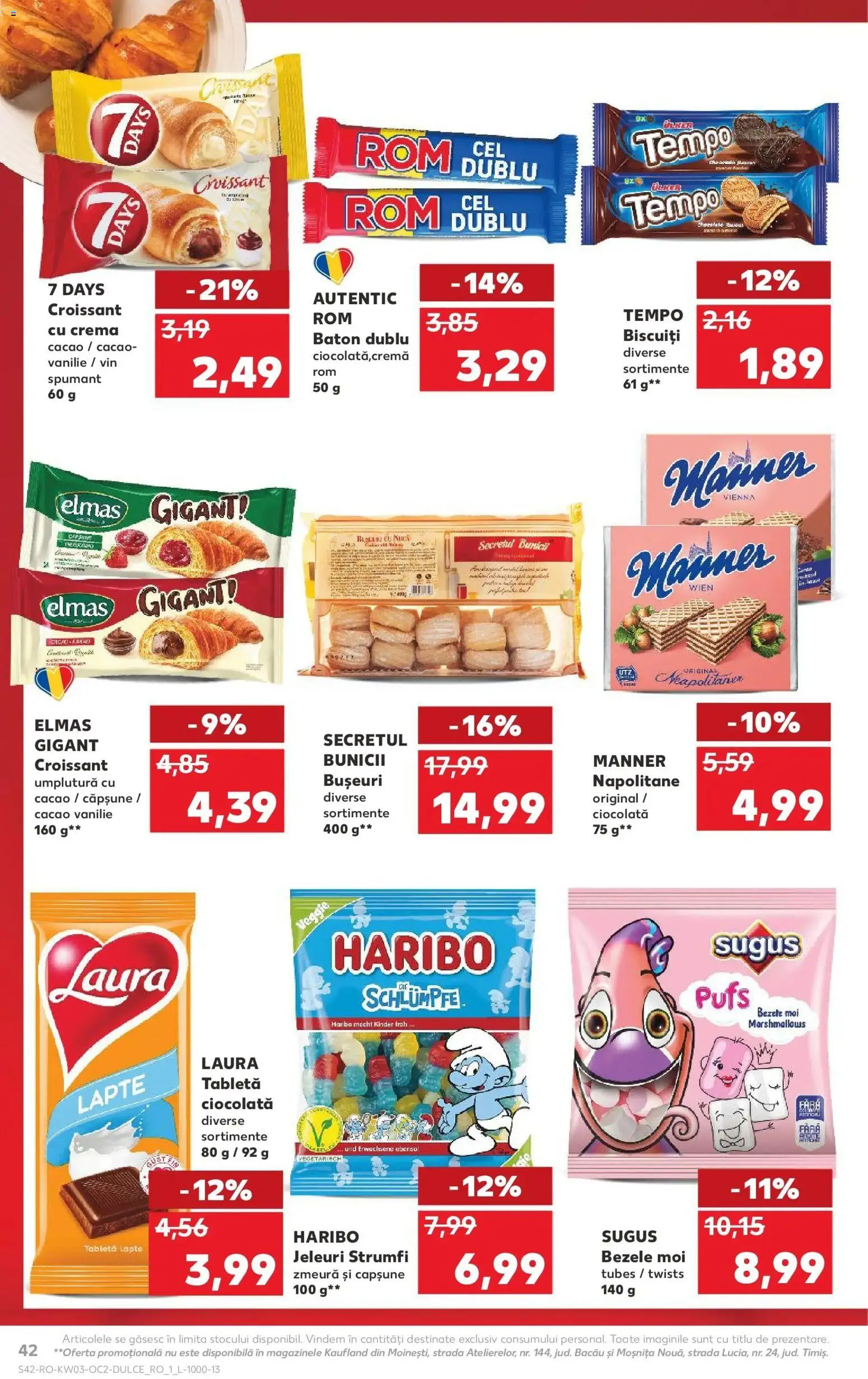 Noul catalog Kaufland – valabil de la 14.01.2026 | Pagină: 42 | Produse: Cremă, Ciocolată, Biscuiți, Jeleuri