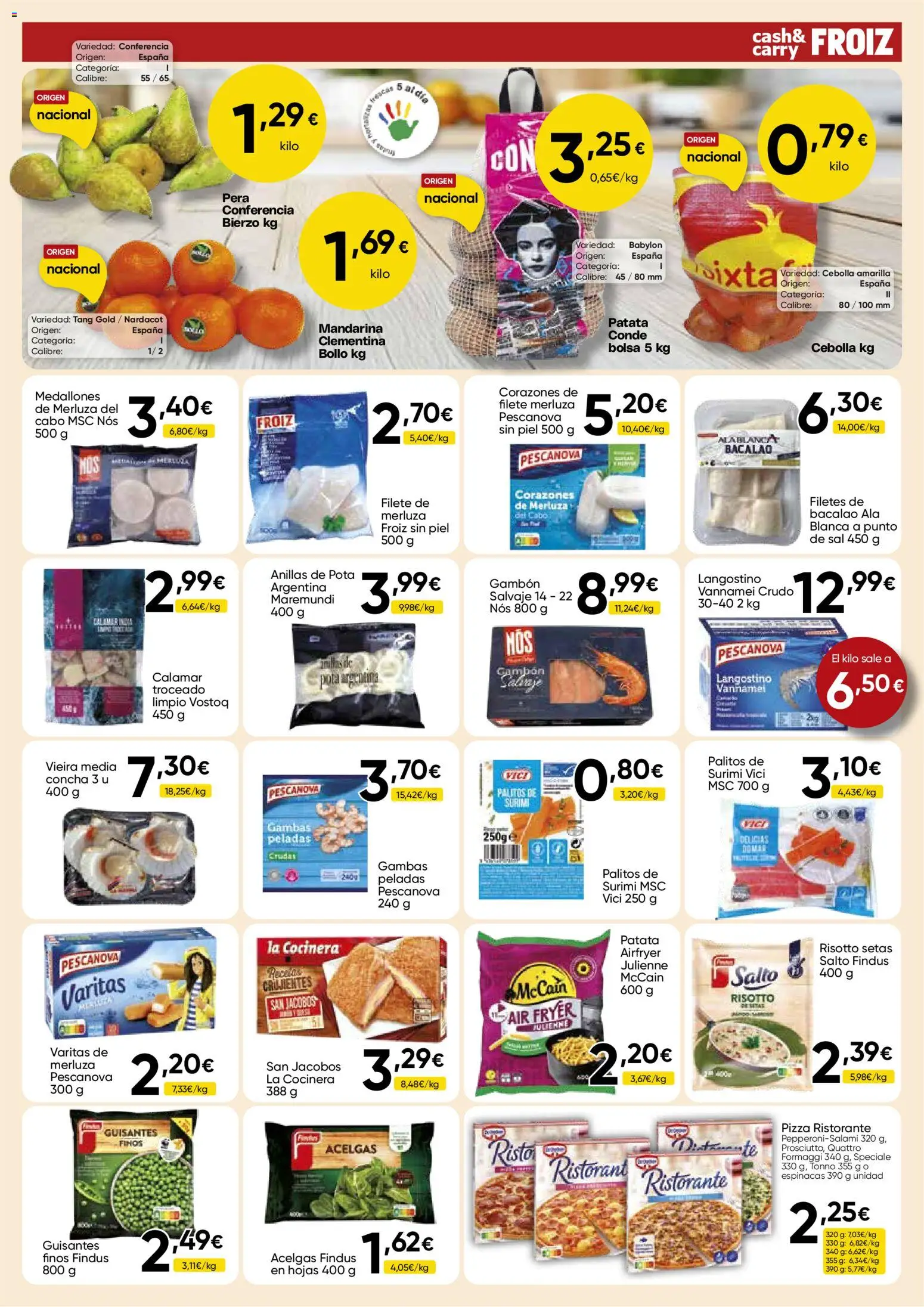 Froiz - Folleto Cash │ válido desde el 03.03.2026 | Página: 9 | Productos: Pizza, Filetes de merluza, Filete, Langostino