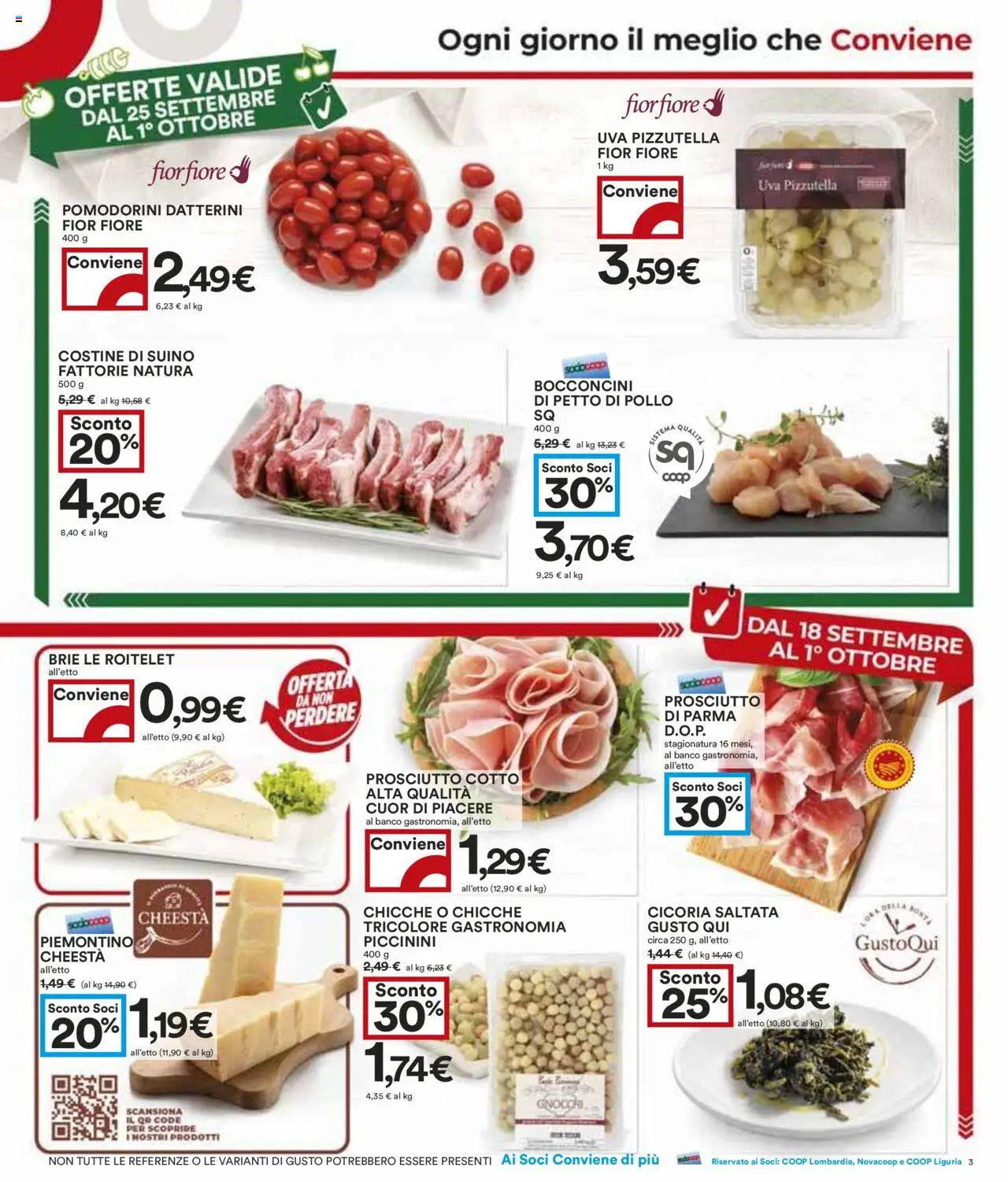 Volantino COOP del 18.09.2025 | Pagina: 3 | Prodotti: Petto di Pollo, Prosciutto di Parma, Prosciutto, Uva