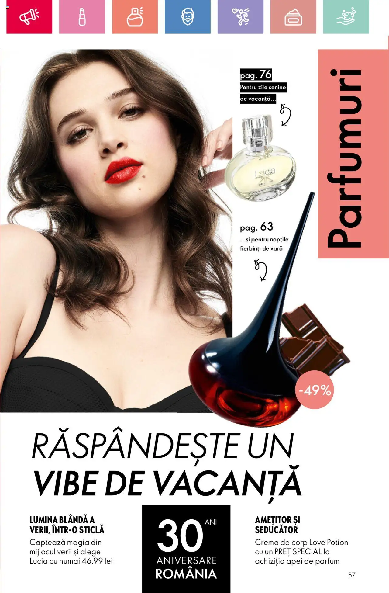 Oriflame catalog 10 2025 – valabil de la 06.07.2025 | Pagină: 57 | Produse: Tavuk suyu, Parfum, Cremă, Cremă de corp