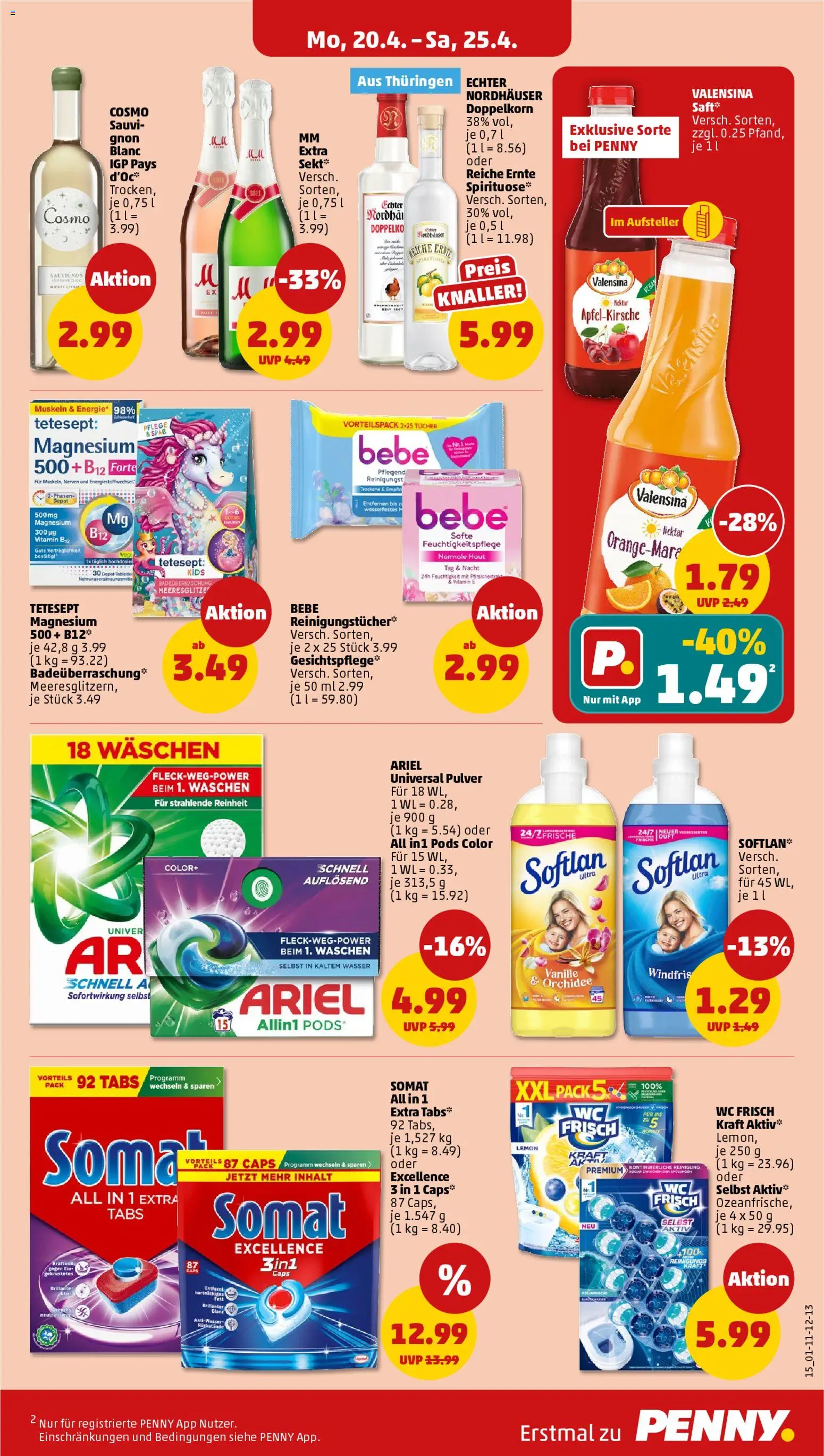 Penny Prospekt 	 – gültig ab 20.04.2026 | Seite: 21 | Produkte: Ariel, Duft, Valensina, Reinigungstücher