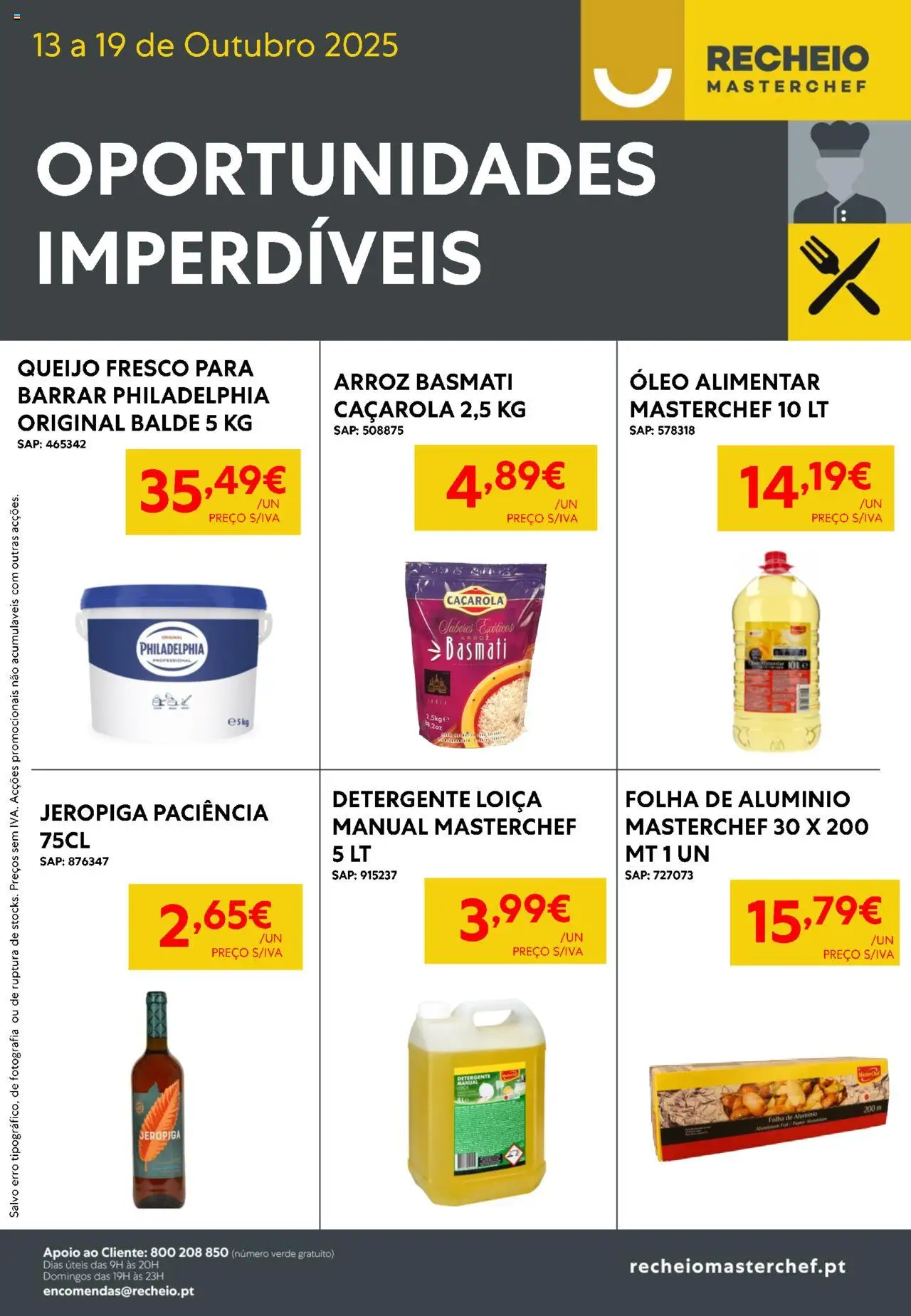 Recheio - Oportunidades Imperdíveis │ válido de 13.10.2025 | Página: 2 | Produtos: Arroz basmati, Detergente, Queijo, Óleo
