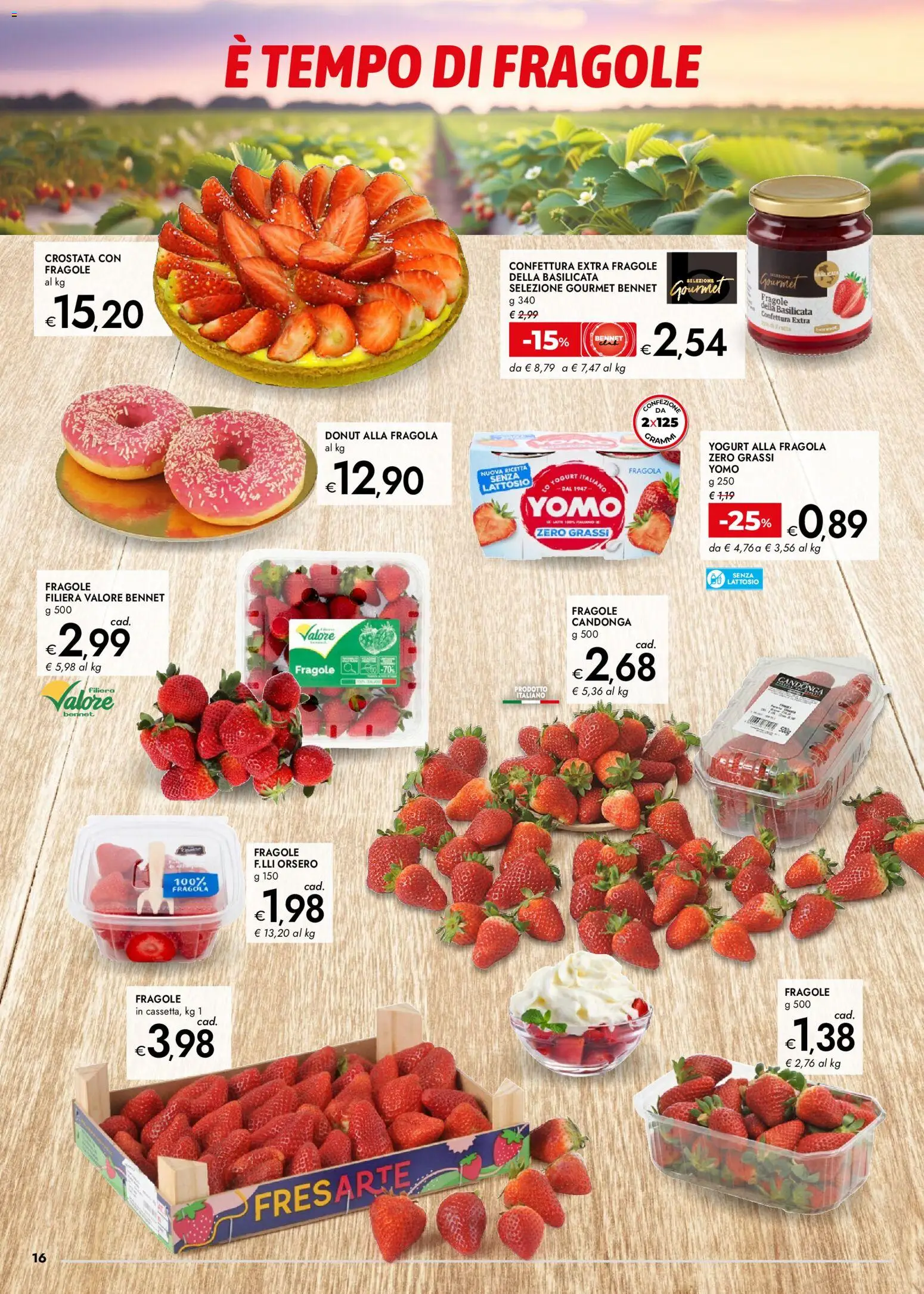 Volantino bennet del 23.04.2026 | Pagina: 16 | Prodotti: Yogurt, Fragole, Frutta