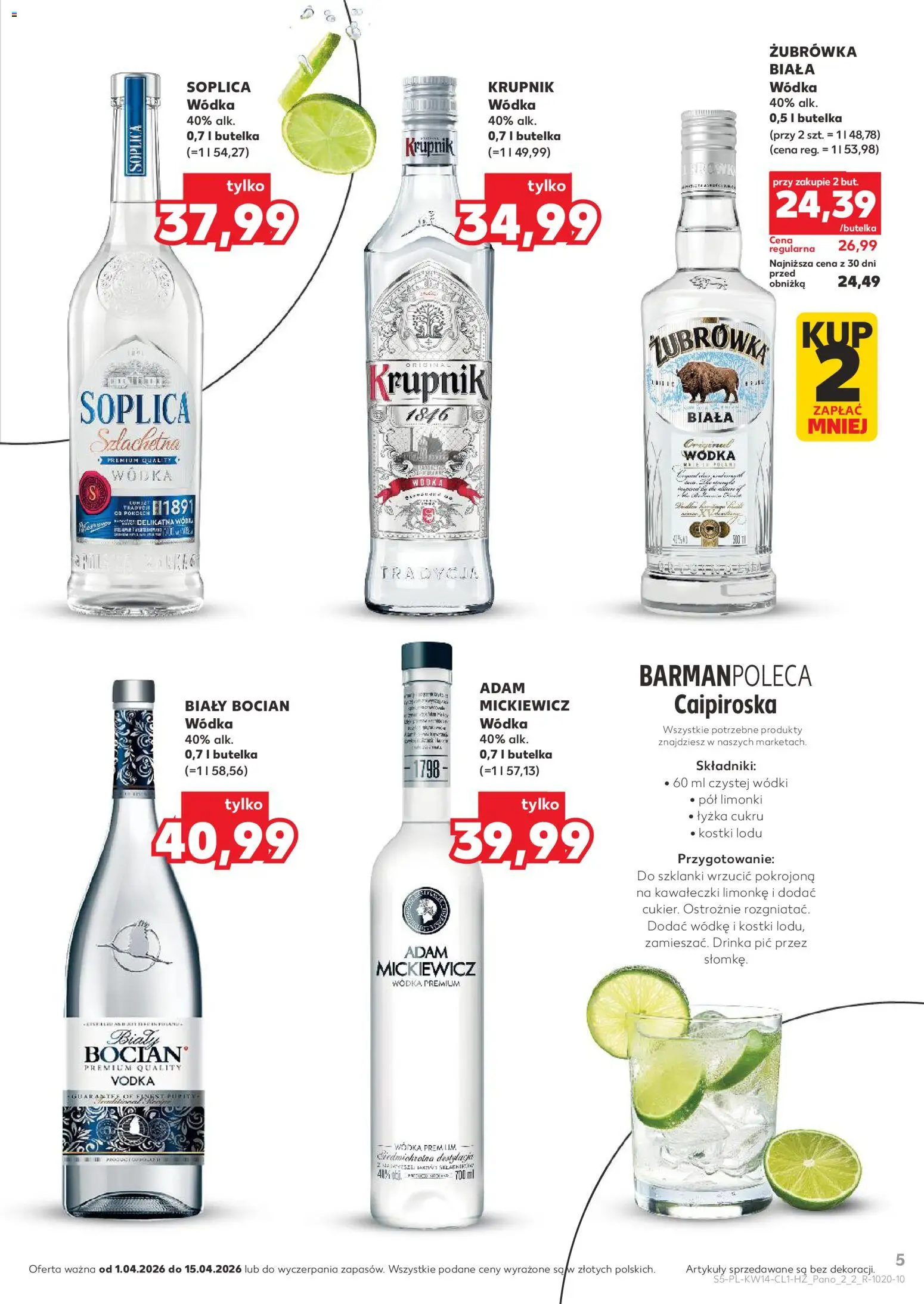Kaufland Polsko leták - Barek od 01.04.2026 | Strana: 5 | Produkty: Finest, Vodka, Zubrowka