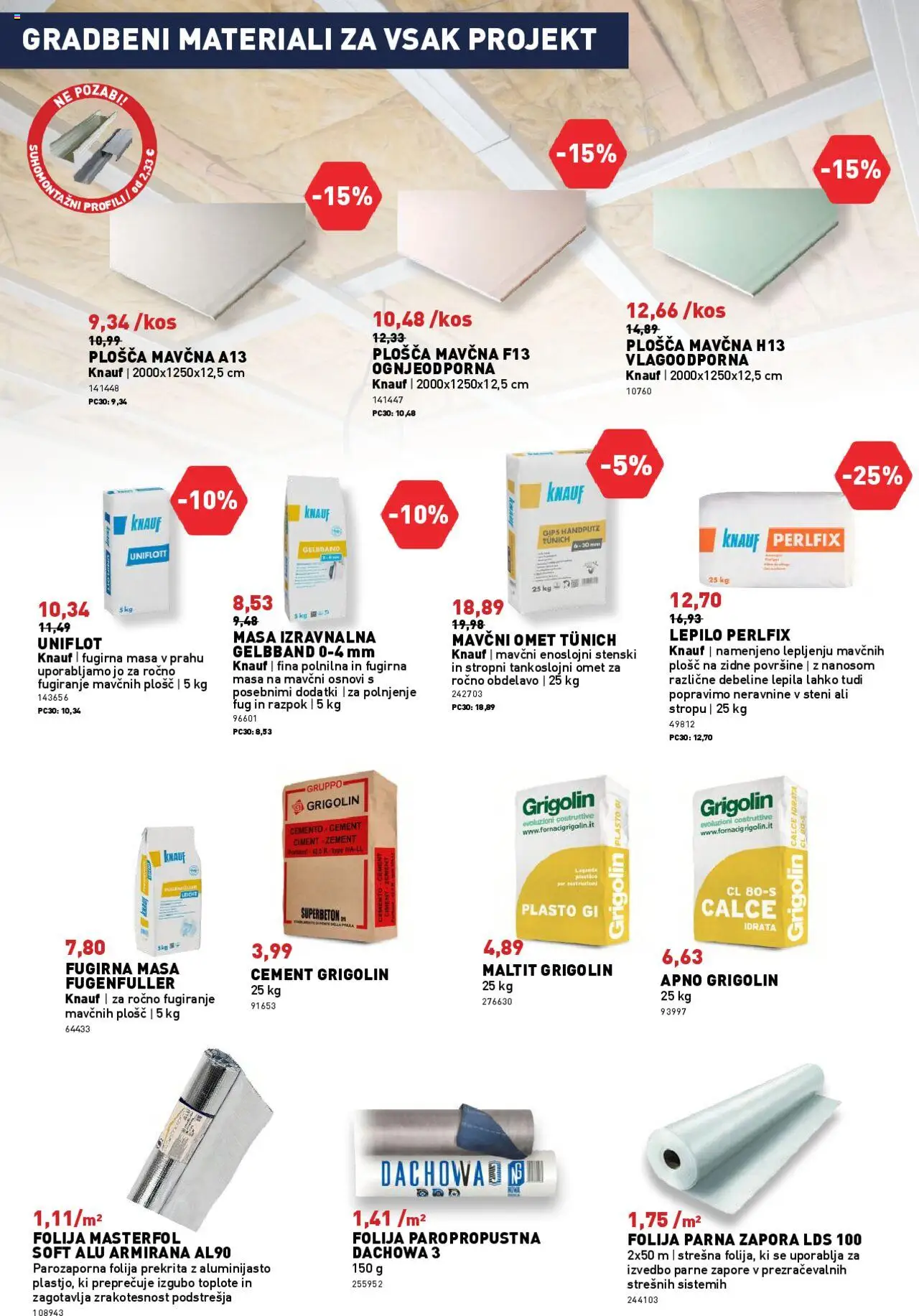 Novi Inpos katalog ponudbe – veljaven od 09.10.2025 | Stran: 26 | Izdelki: Folija, Lepilo, Cement