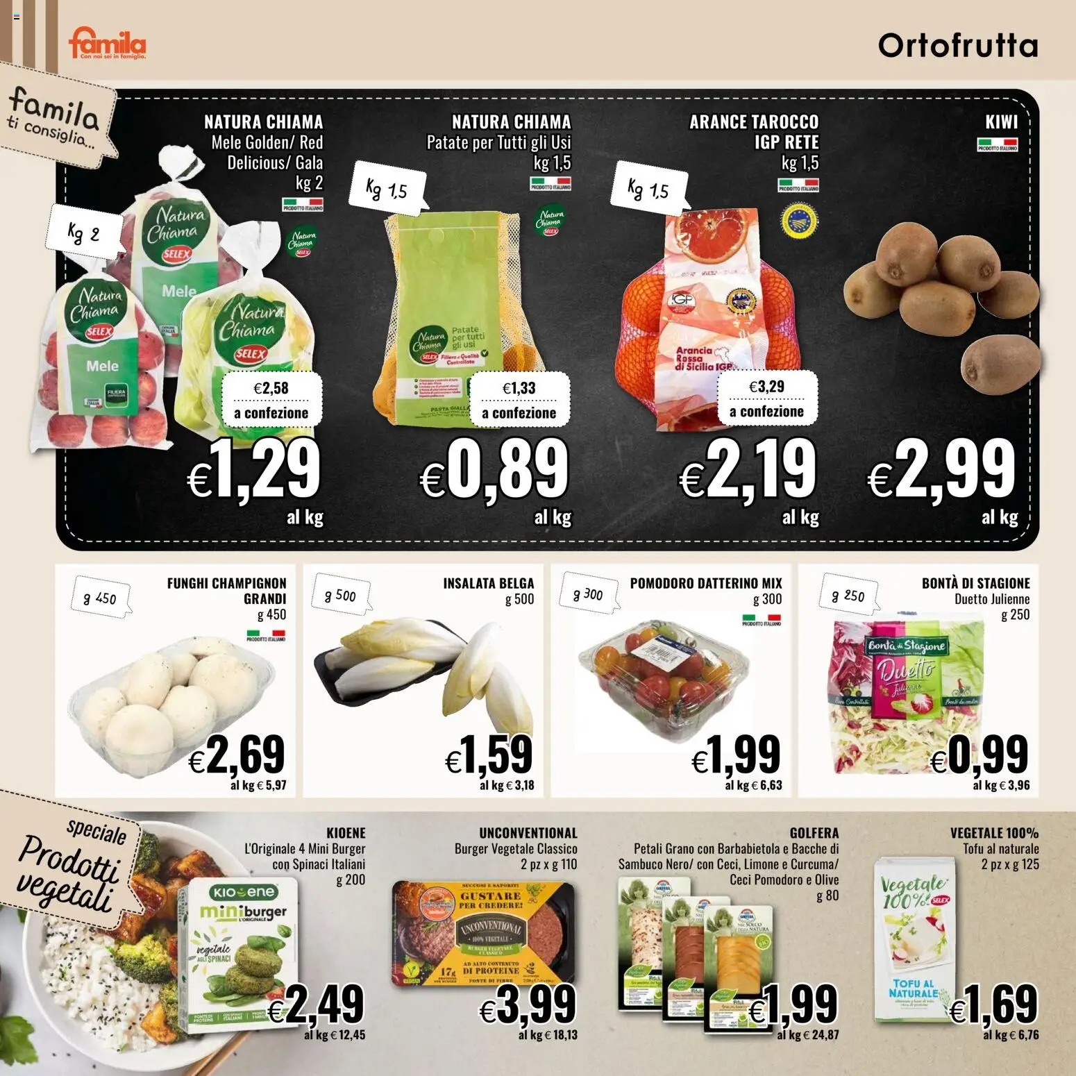 Volantino Famila del 05.03.2026 | Pagina: 2 | Prodotti: Pomodoro, Barbabietola, Pasta, Tofu