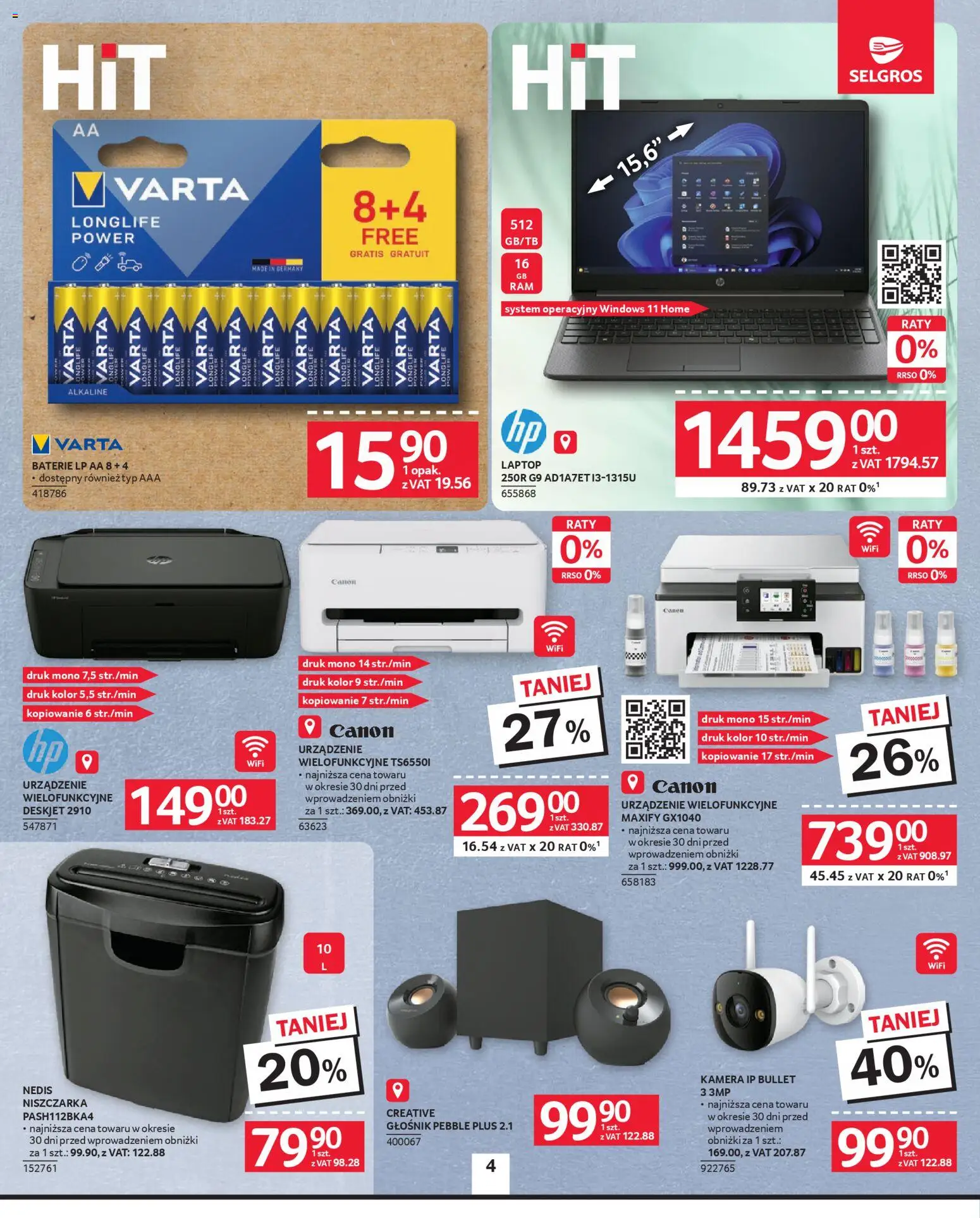 Selgros cash&carry Gazetka - Oferta przemysłowa od 19.02.2026 | Strona: 6 | Produkty: Laptop, Głośnik, Niszczarka, Baterie