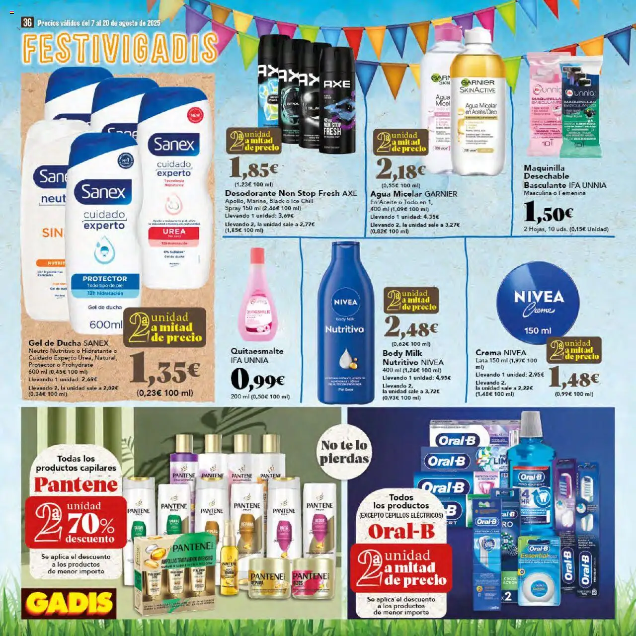 Gadis folleto │ válido desde el 07.08.2025 | Página: 36 | Productos: Agua micelar, Desodorante, Aceite, Crema