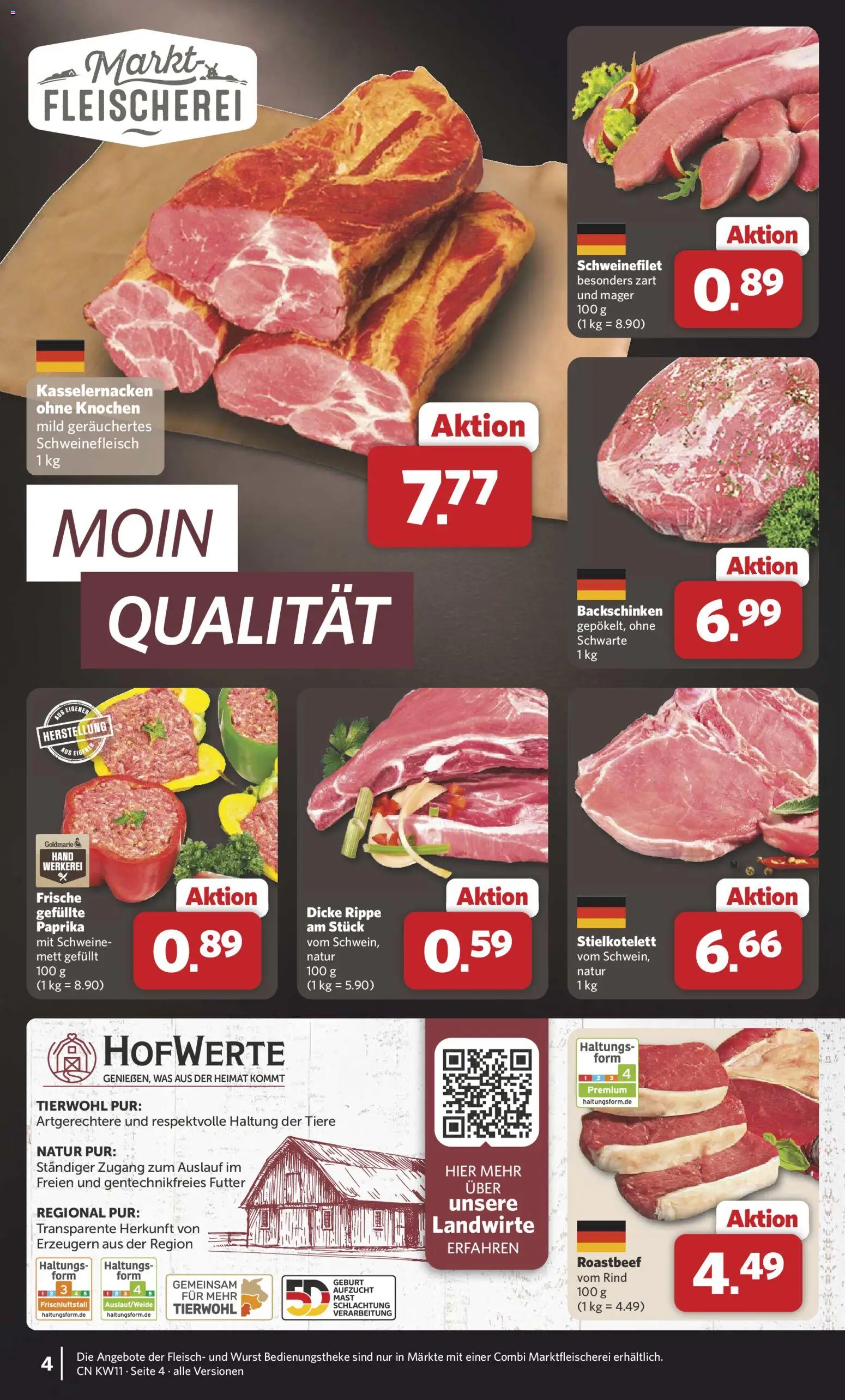 Combi Prospekt 	 – gültig ab 09.03.2026 | Seite: 4 | Produkte: Roastbeef, Schweinefilet, Paprika, Fleisch