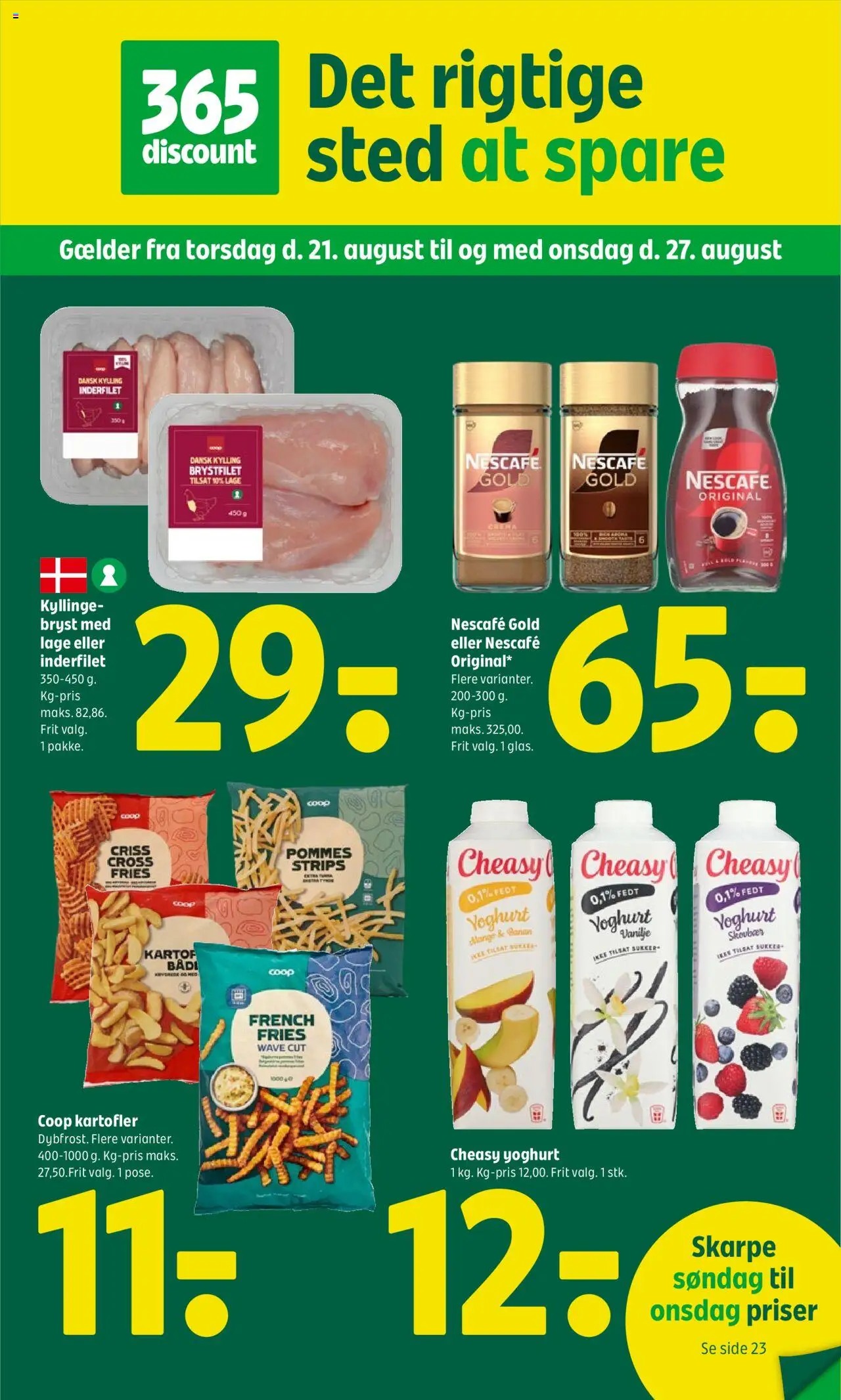 Coop 365 Tilbudsavis gyldig fra 21.08.2025 | Side: 1 | Produkter: Yoghurt, Kartofler, Sukker, Vanilje