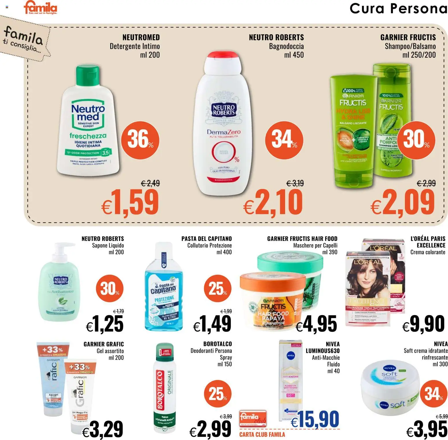 Volantino Famila del 08.01.2026 | Pagina: 18 | Prodotti: Sapone, Detergente intimo, Detergente, Olio