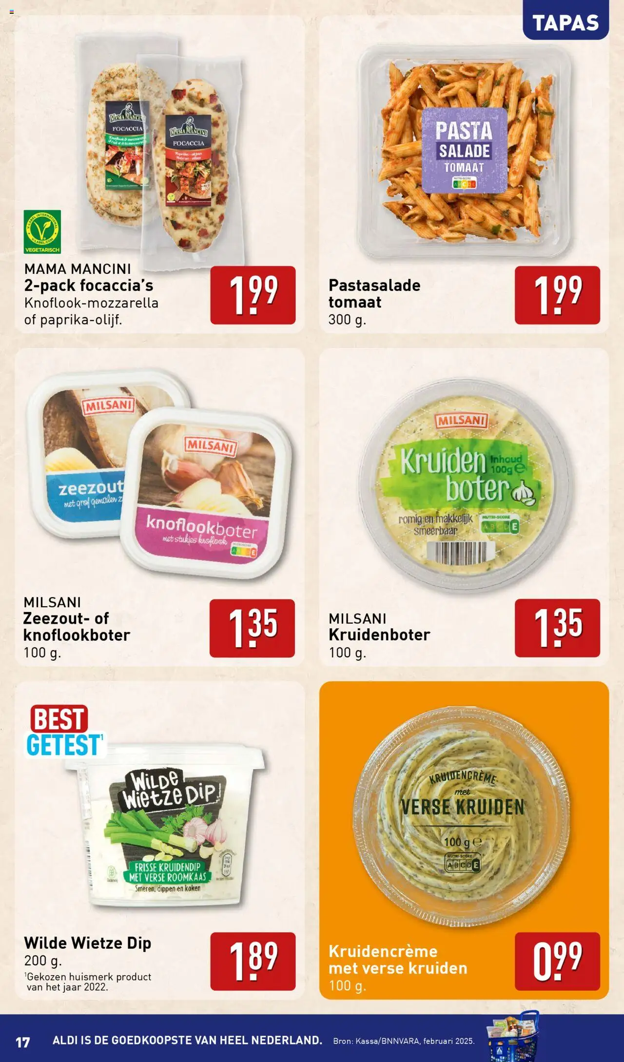  | Pagina: 17 | Producten: Boter, Pasta, Salade, Dip