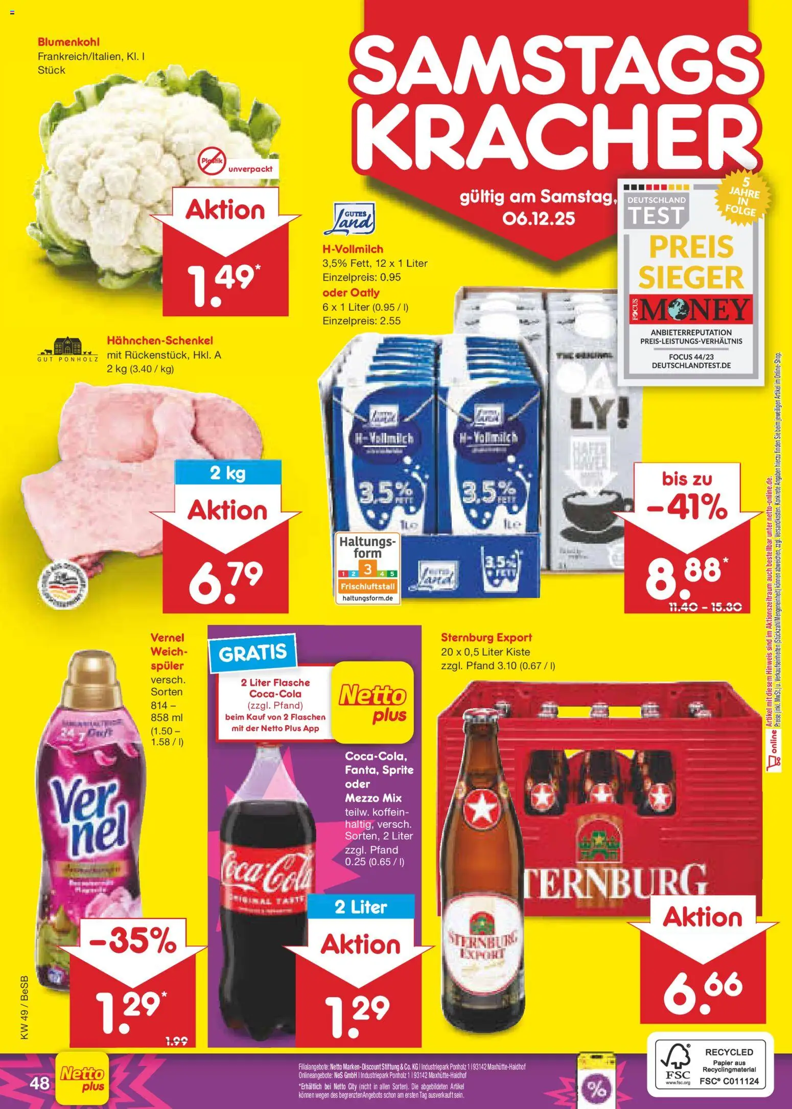 Netto Marken-Discount Prospekt 	 – gültig ab 01.12.2025 | Seite: 51 | Produkte: Mezzo mix, Coca cola, Cola, Blumenkohl