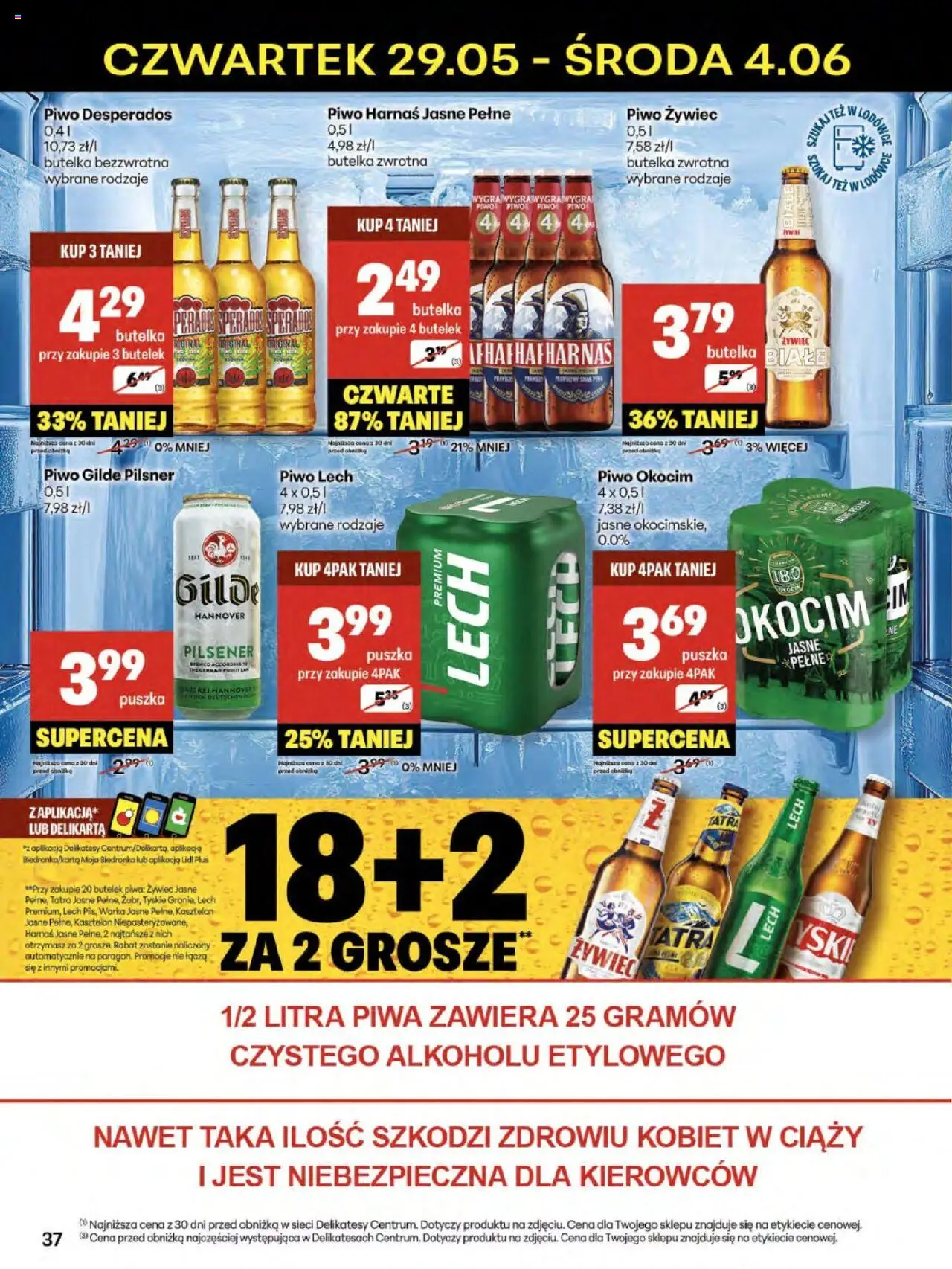 Delikatesy Centrum Gazetka od 29.05.2025 | Strona: 37 | Produkty: Delikatesy, Warka, Tyskie, Harnaś
